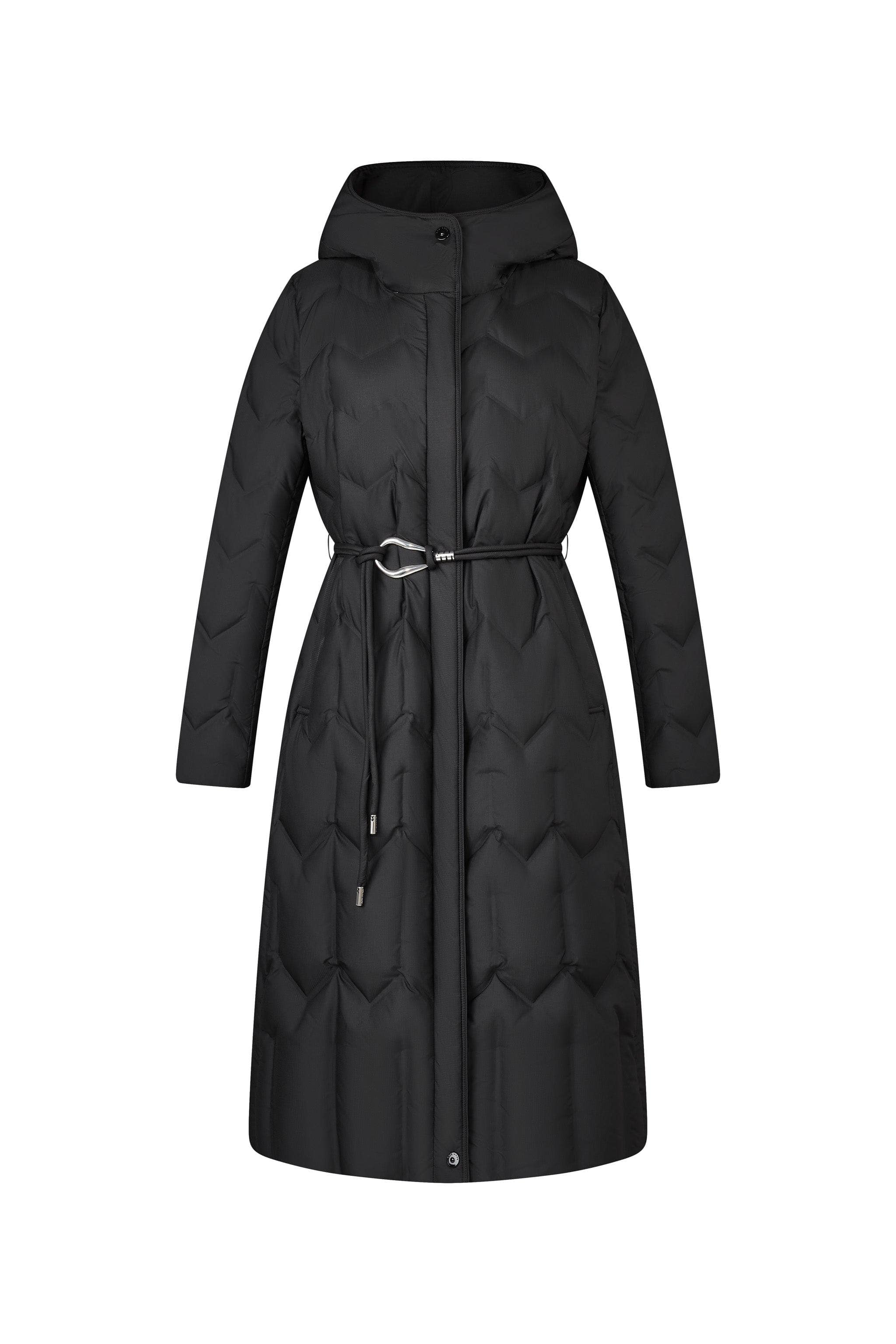 BOSIDENG 2024 Women's Long Hooded Goose Down Jacket With Belt 4172