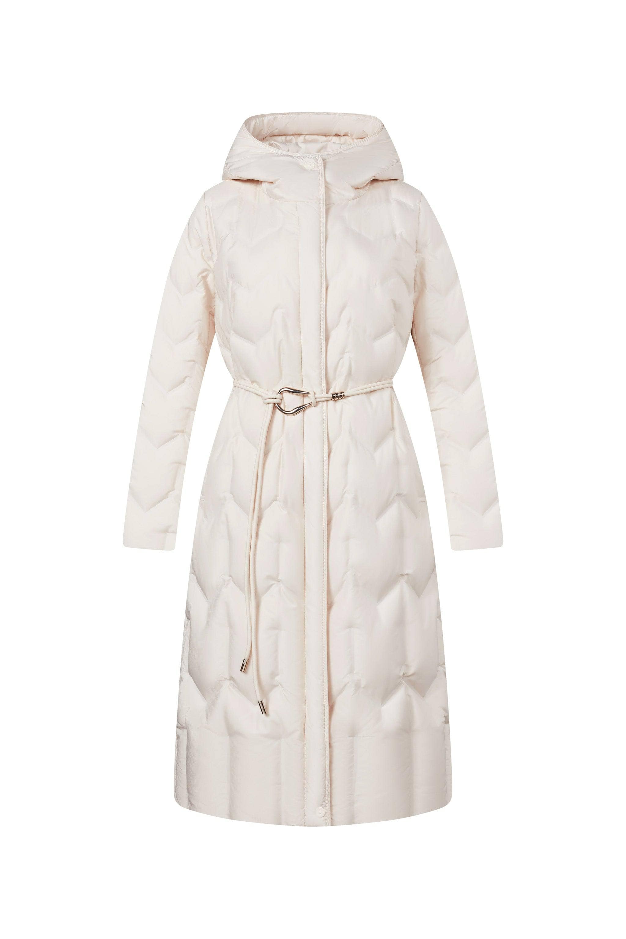 BOSIDENG 2024 Women's Long Hooded Goose Down Jacket With Belt 4172
