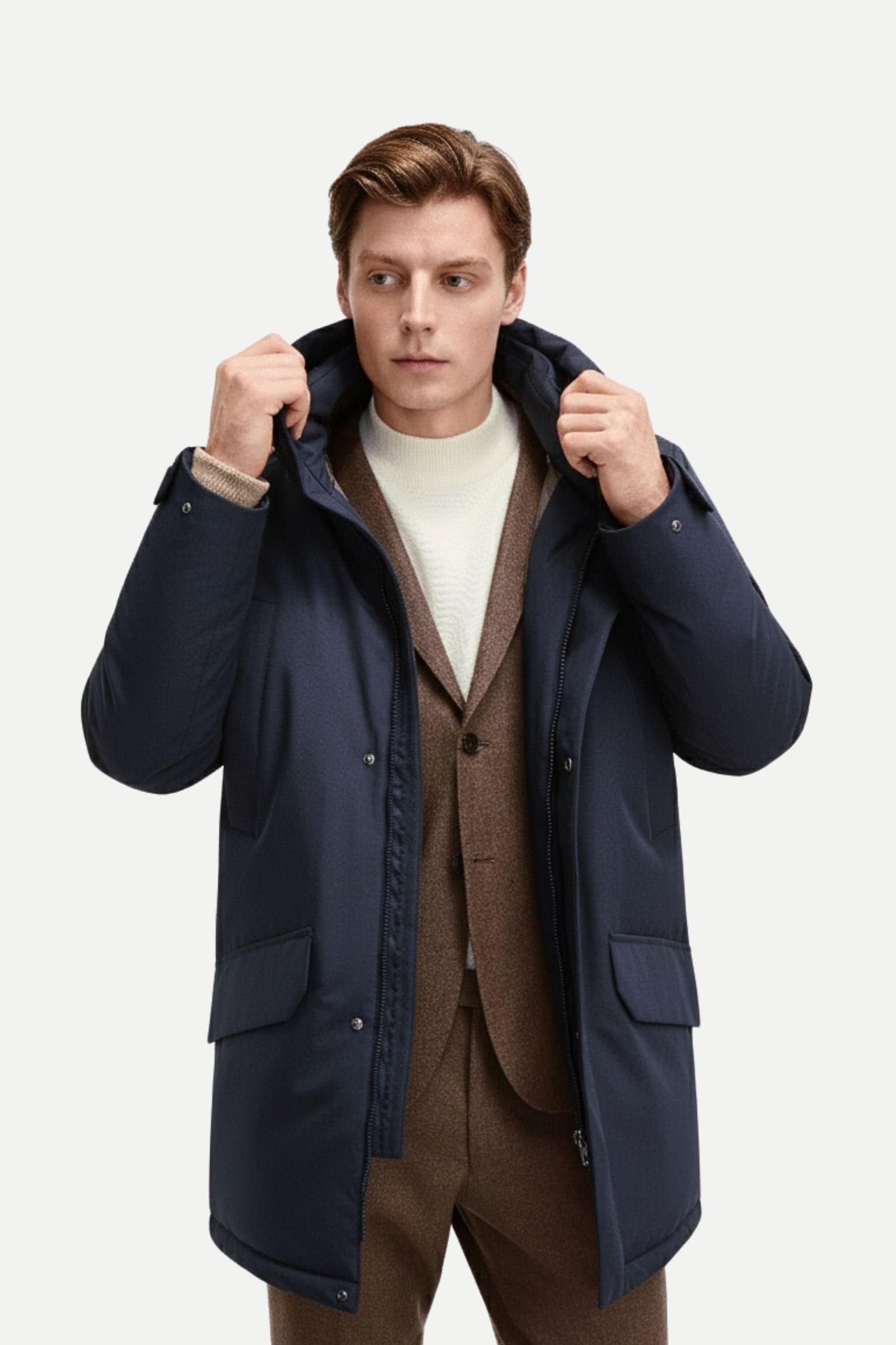 BOSIDENG 2025 Urban Extreme Men's Mid-Length Goose Down Jacket 213 Jacket Azure Blue / XS