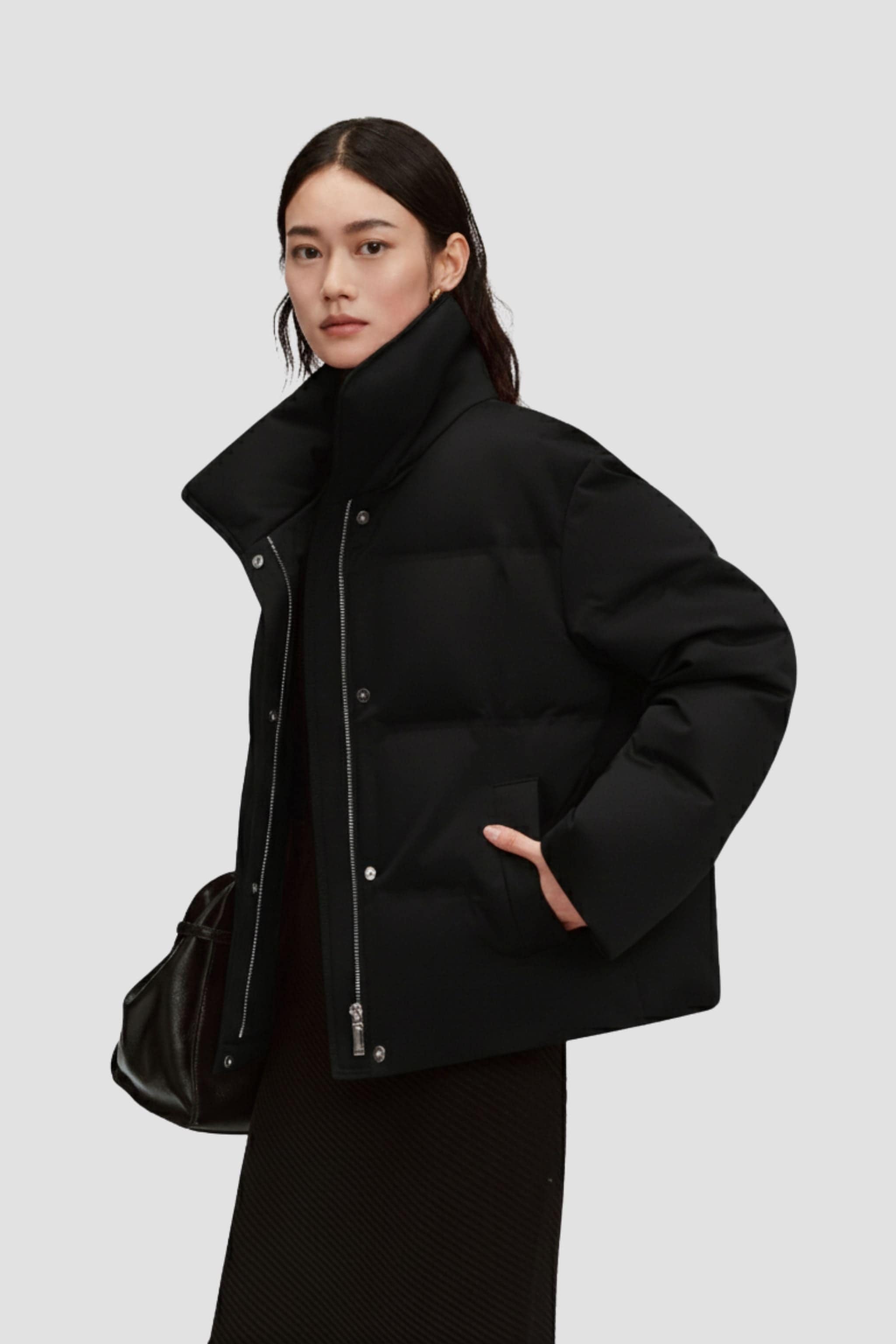 BOSIDENG 2025 Women's Business Classic Goose Down Jacket With Lapel 112 Jacket Black / 4