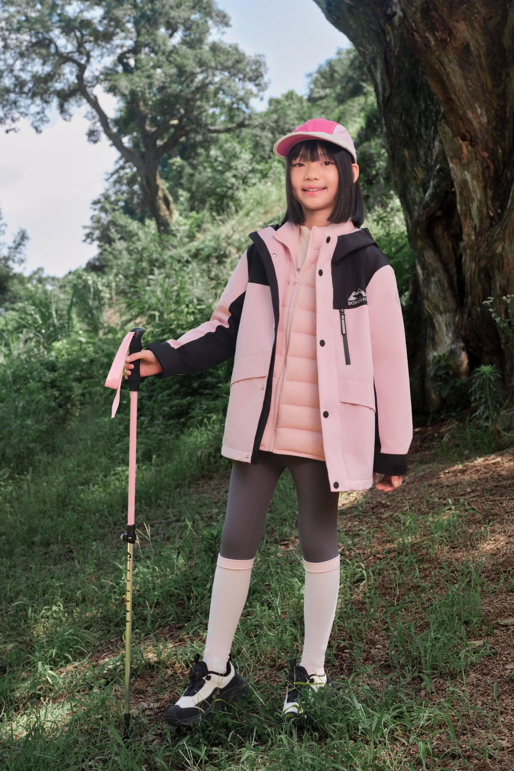 BOSIDENG 2025 Kid's Three In One All Weather Down Jacket With Hood 1340 Jacket Cherry Bloom / 4-5YR