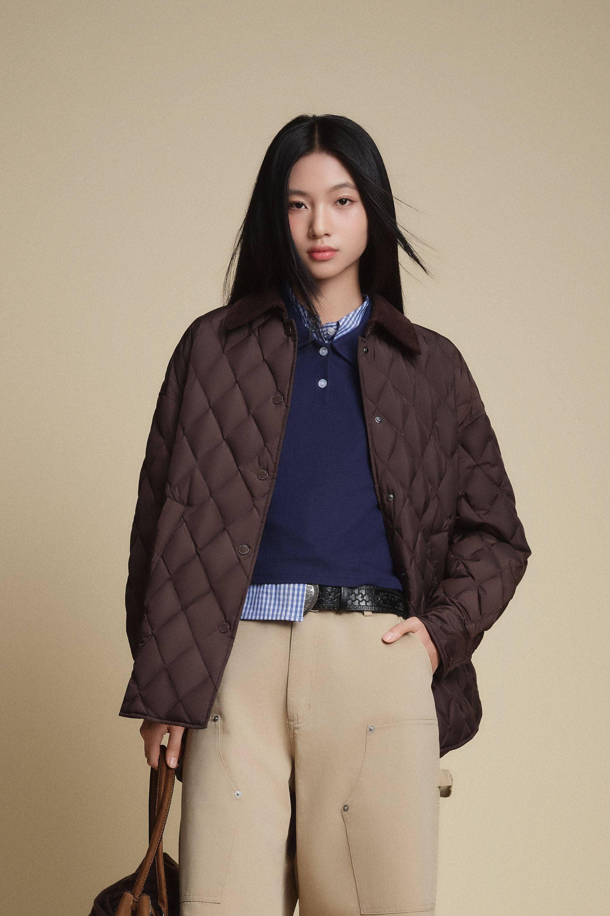 BOSIDENG 2025 Women's Quilted Barn Down Jacket Jacket Cocoa Brown / 4
