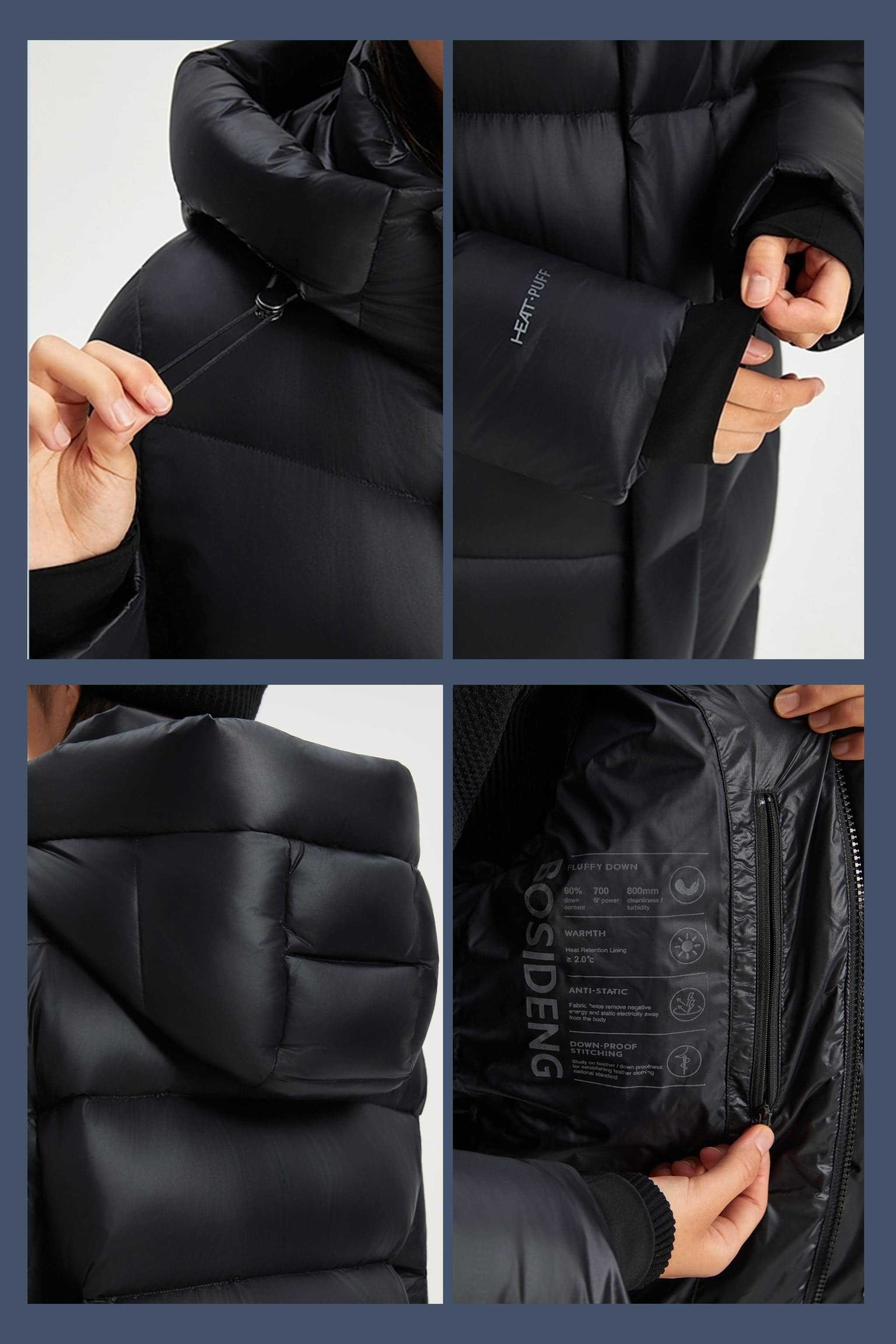 BOSIDENG 2025 Full Length Goose Down Puffer With Hood 130 Jacket