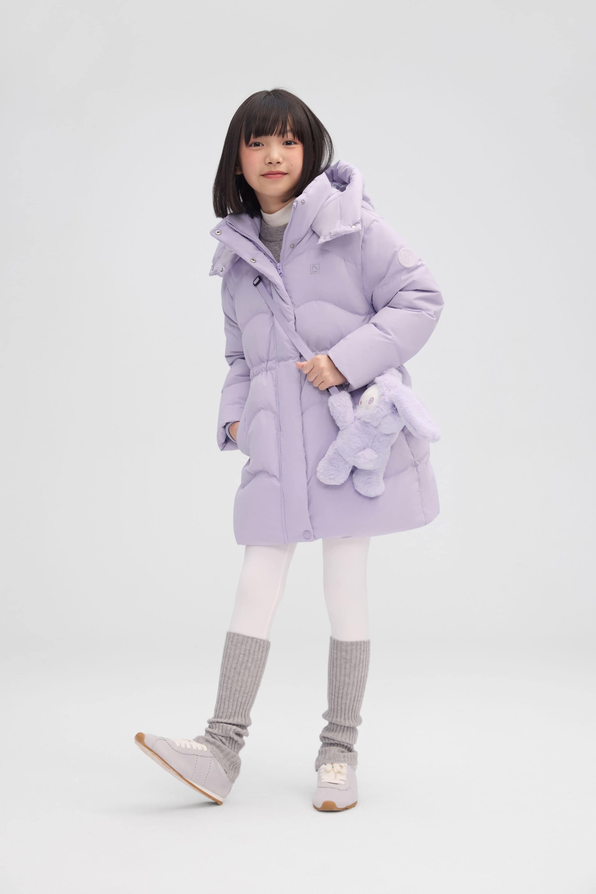 Girls' Mid-Length Down Jacket Windproof & Water-Repellent | BOSIDENG