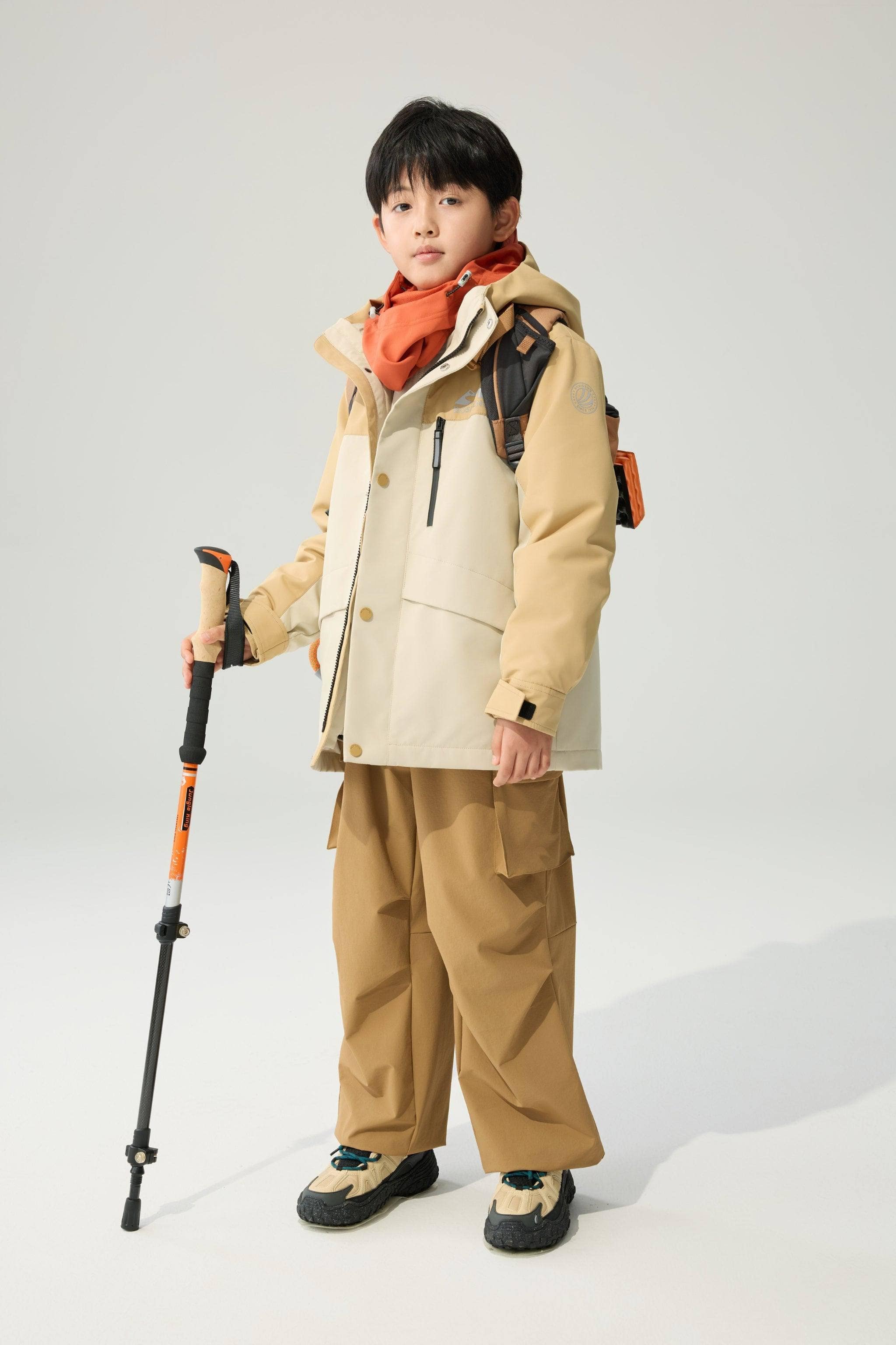BOSIDENG 2025 Kid's Three In One All Weather Down Jacket With Hood 1340 Jacket Hazelnut / 4-5YR