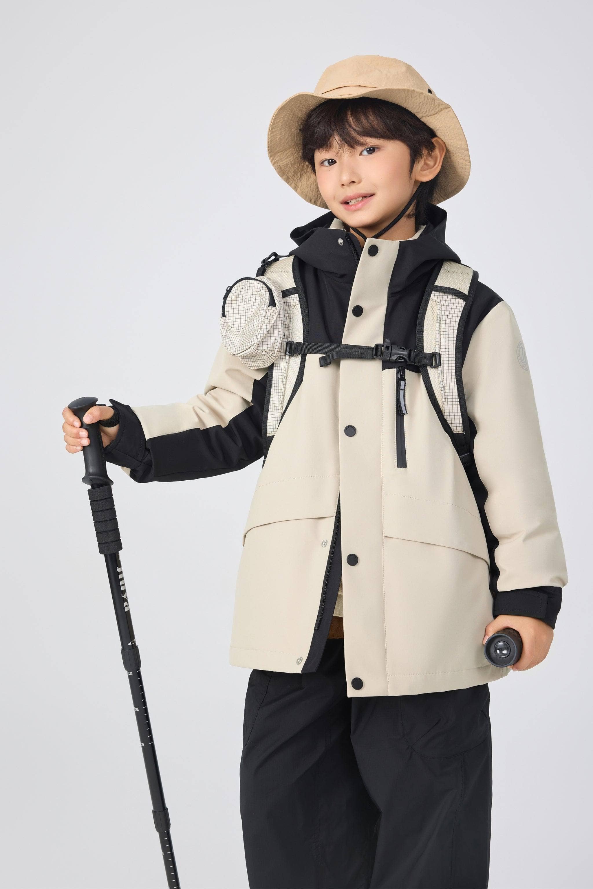 BOSIDENG 2025 Kid's Three In One All Weather Down Jacket With Hood 1340 Jacket Ivory / 6-7YR