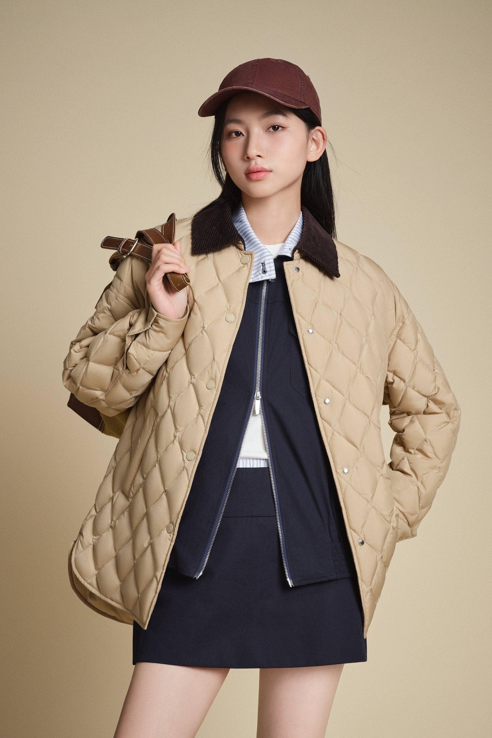 BOSIDENG 2025 Women's Quilted Barn Down Jacket Khaki Sands / 4