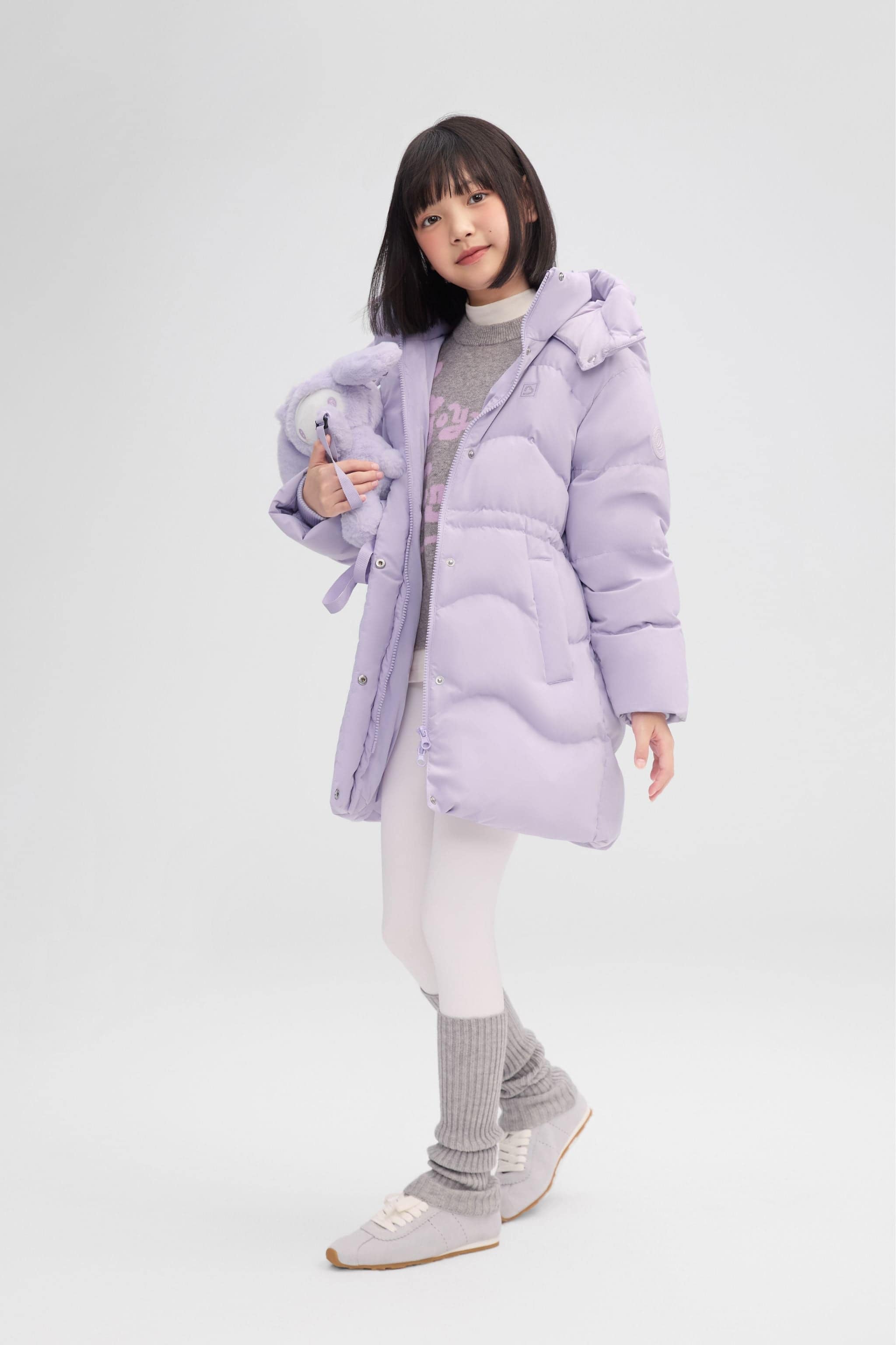 BOSIDENG 2025 Girl's Mid-Length Down Jacket 318 Jacket Lavender frost / 4-5YR