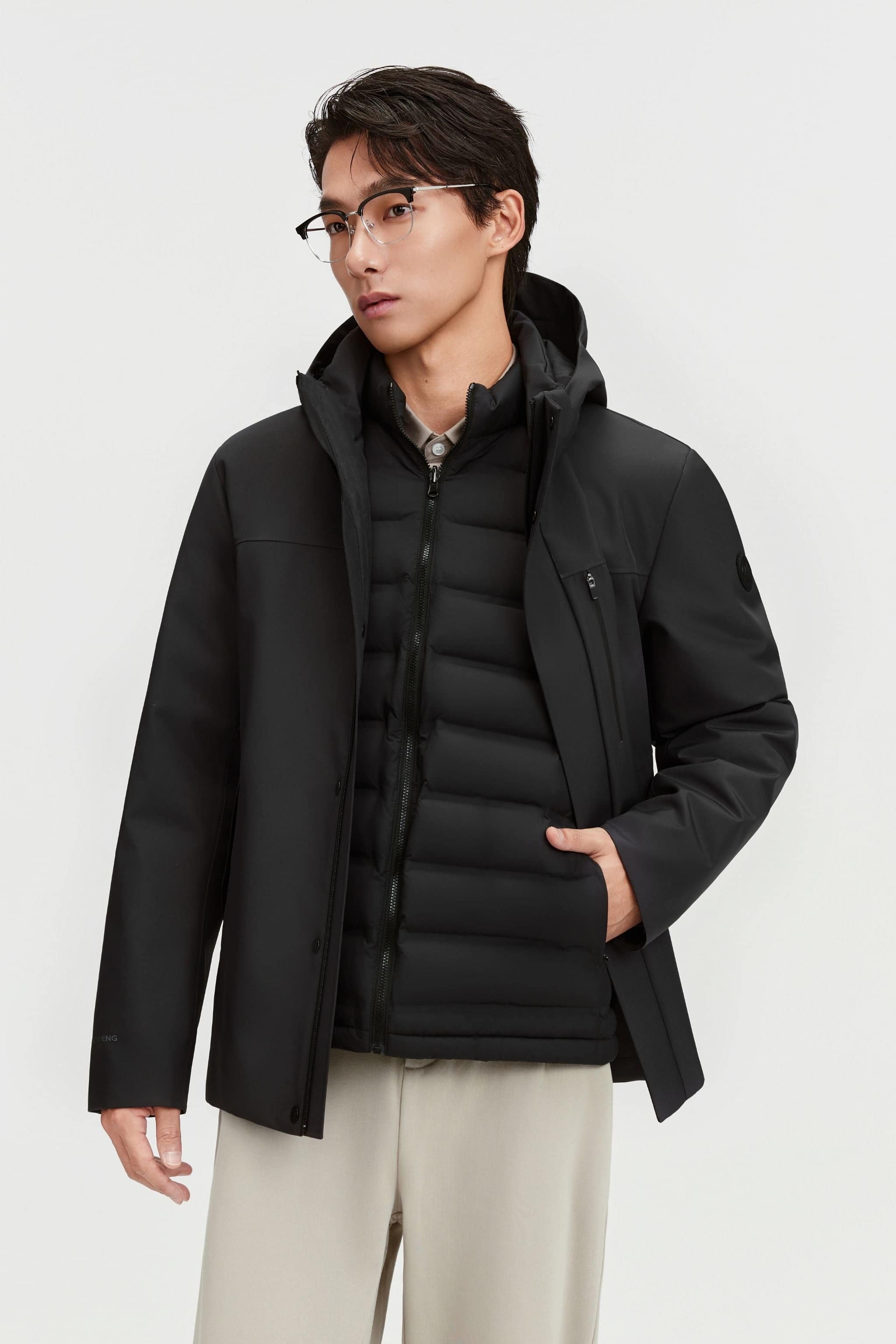 BOSIDENG 2025 Men's Business Classic Goose Down Jacket With Hood 121 Jacket