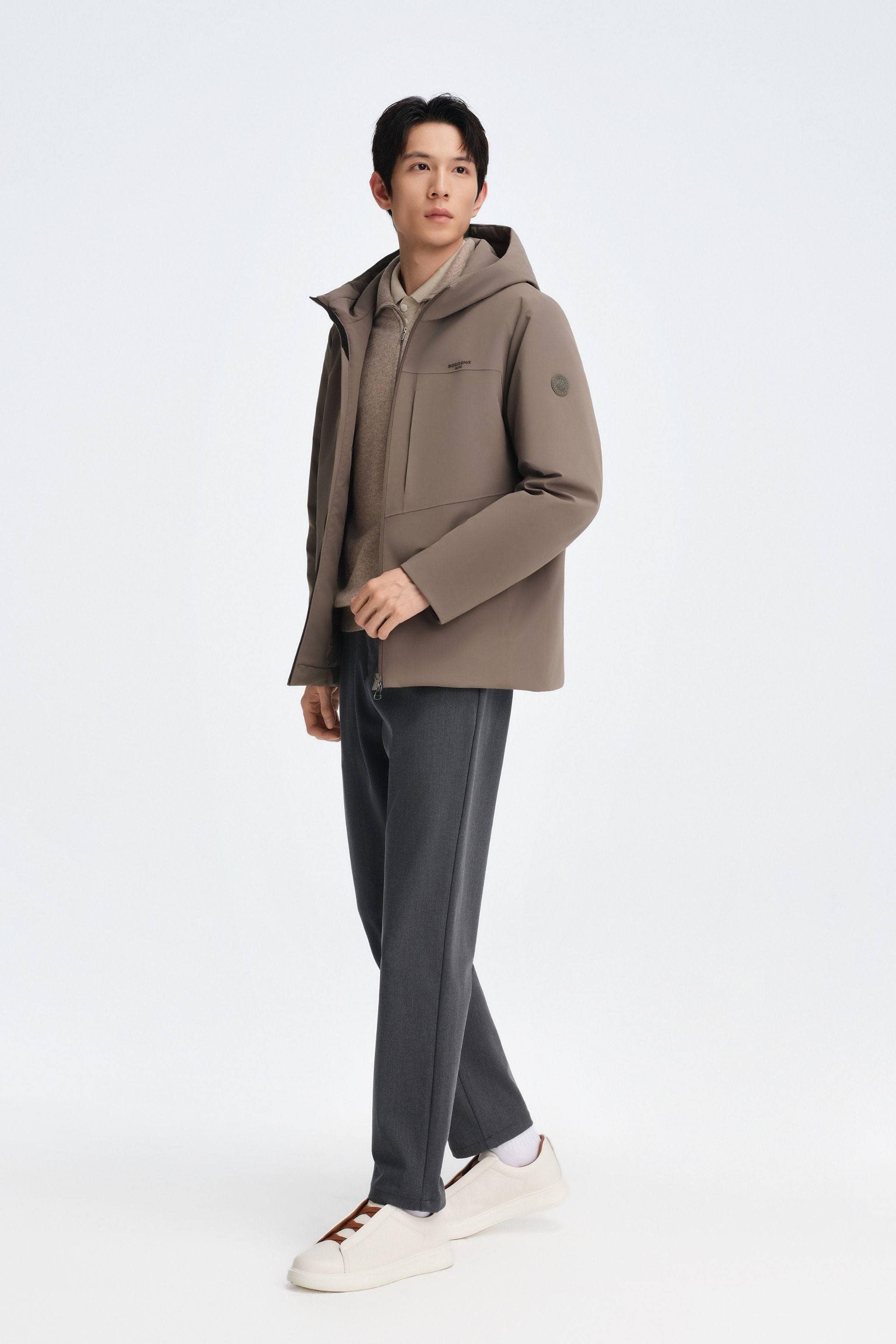 BOSIDENG 2025 Men's Short Length Goose Down Business Jacket With Hood