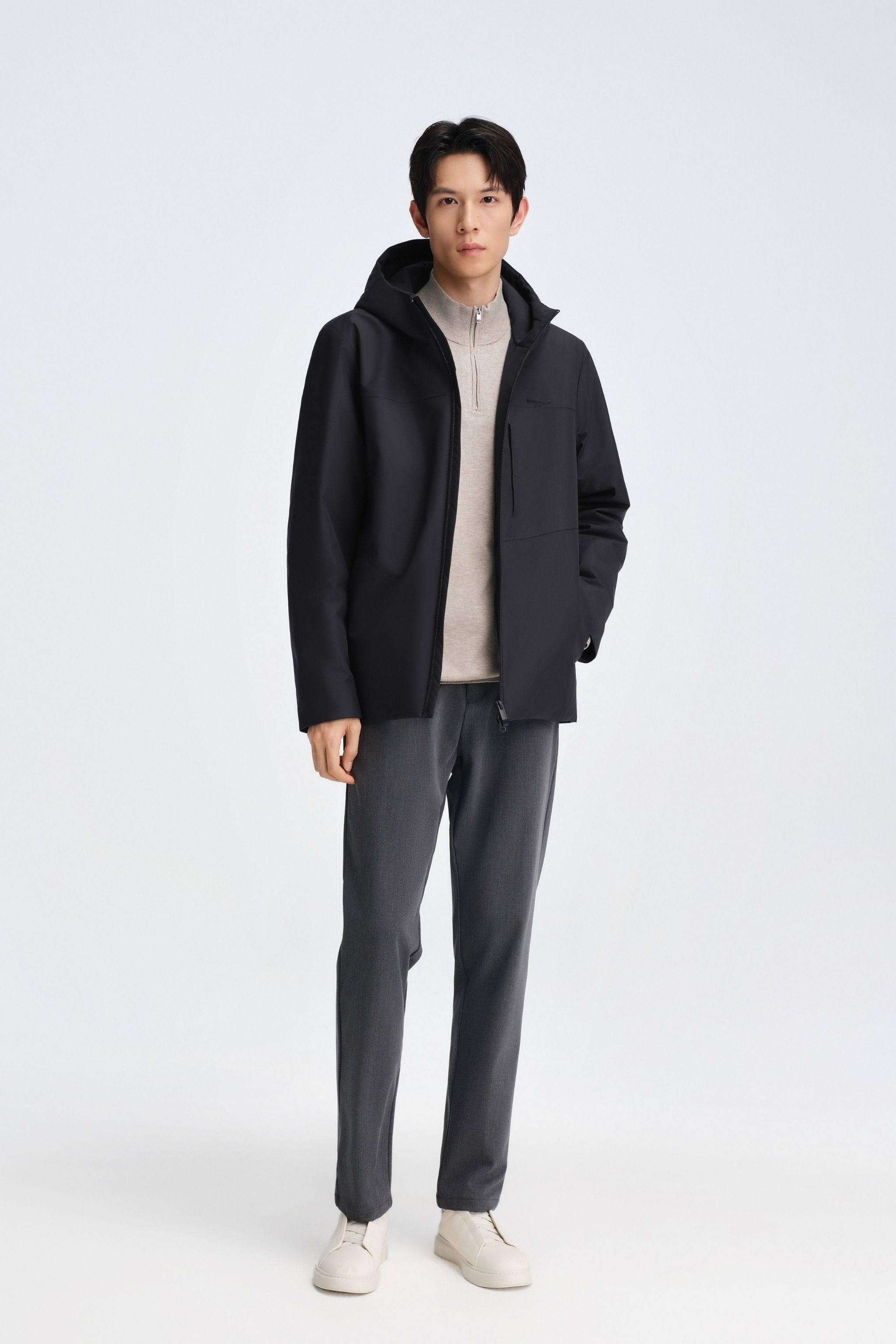BOSIDENG 2025 Men's Short Length Goose Down Business Jacket With Hood