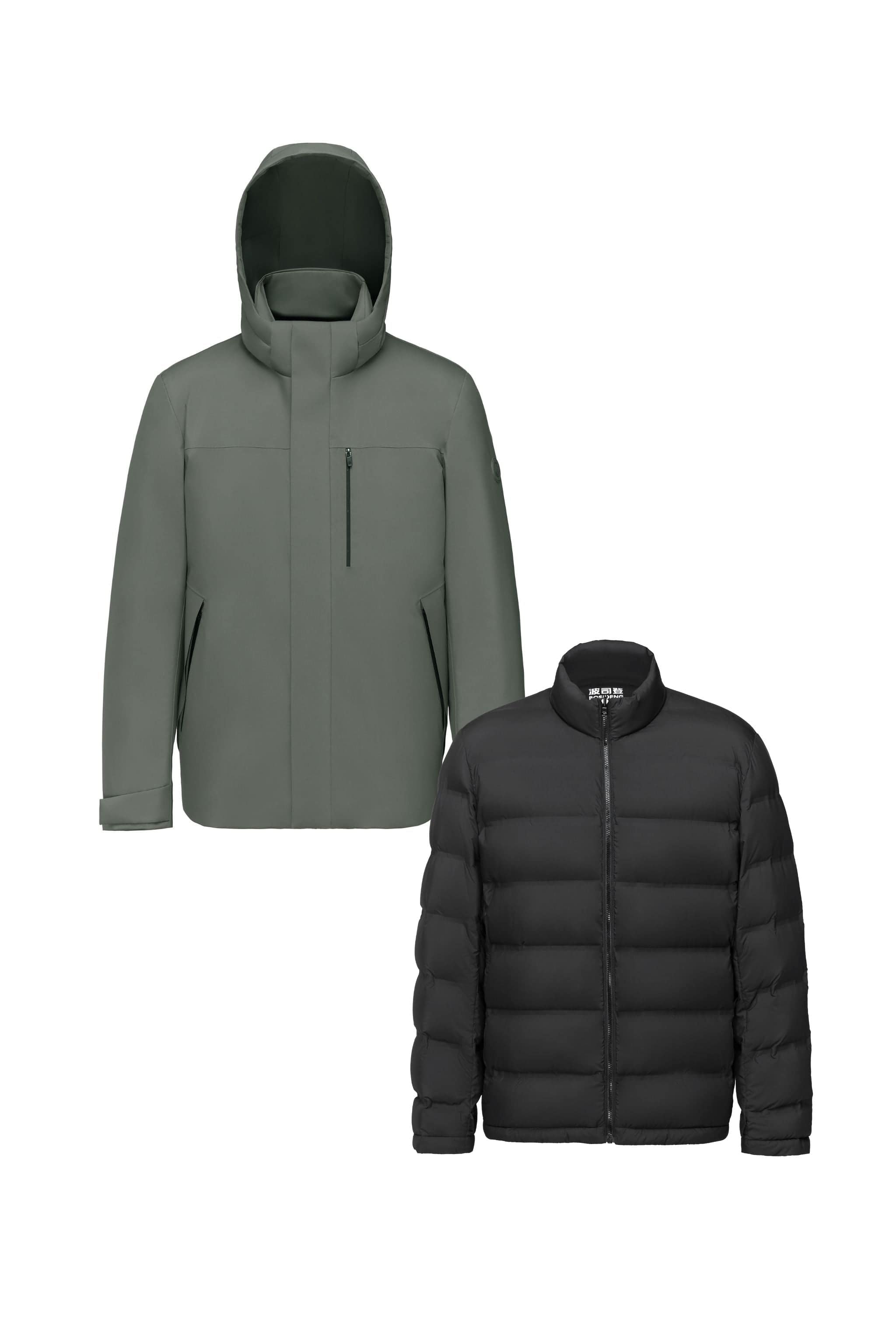 BOSIDENG 2025 Men's Business Classic Goose Down Jacket With Hood 121 Jacket Pine Grey / XS