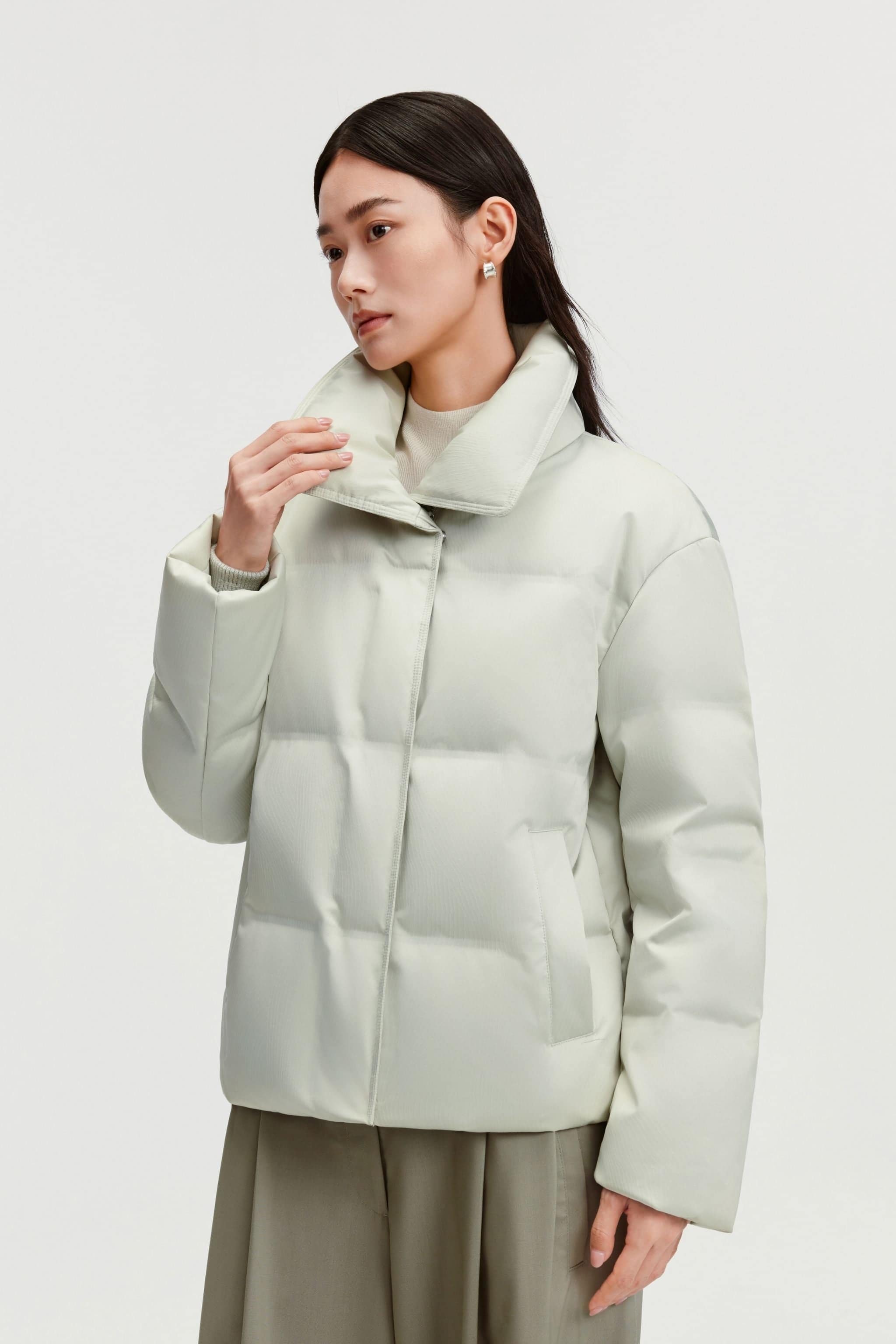 BOSIDENG 2025 Women's Business Classic Goose Down Jacket With Lapel 112 Jacket Sage jacquard / 4