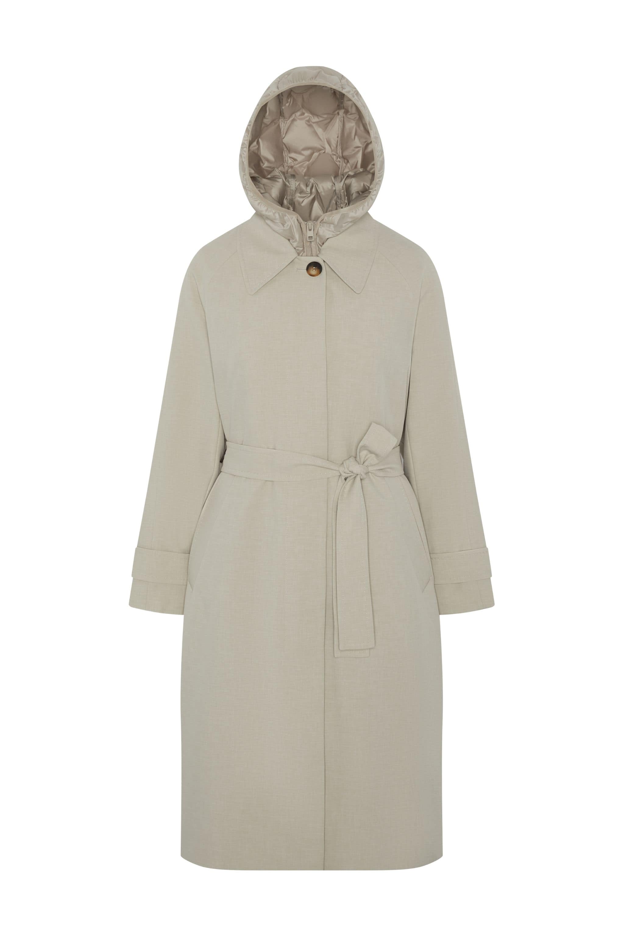 Women's Long 3 in 1 Goose Down Trench 926 — piece holds its shape beautifully while remaining effortlessly comfortable in Warm taupe, sizes 4–14