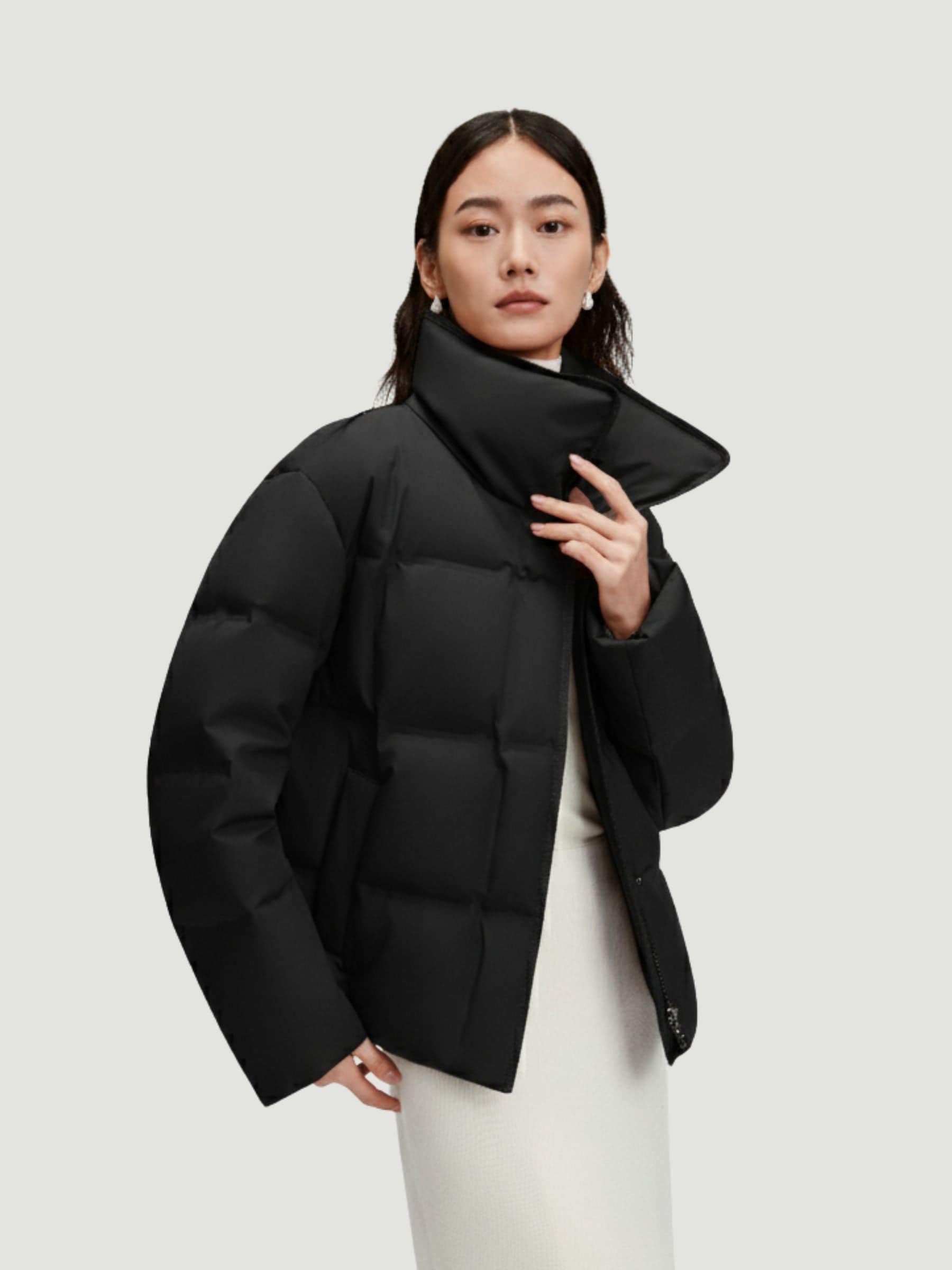 Women's Business Classic Goose Down Jacket With Lapel 112 — Crafted from refined Chinese jacquard fabric — view 18