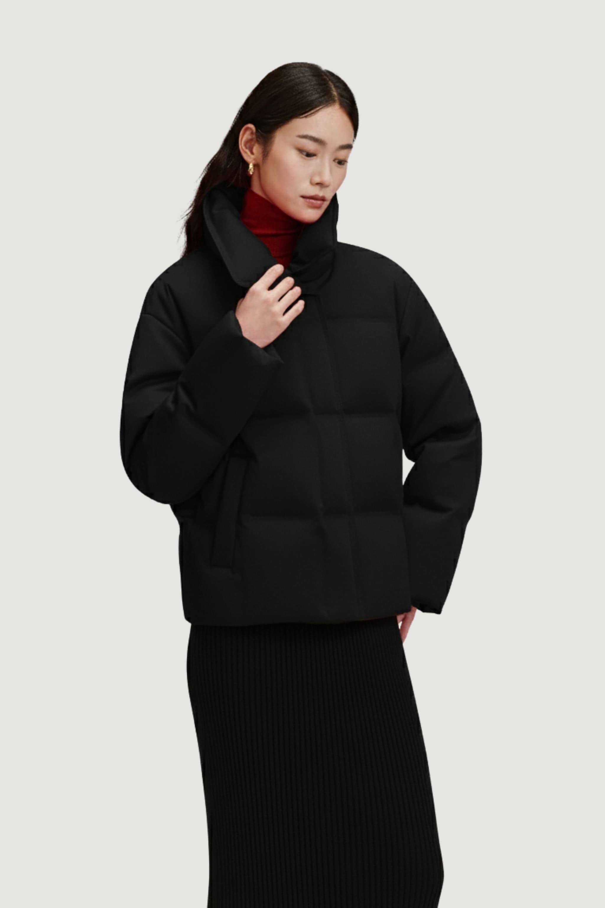 Women's Business Classic Goose Down Jacket With Lapel 112 — Crafted from refined Chinese jacquard fabric — view 17