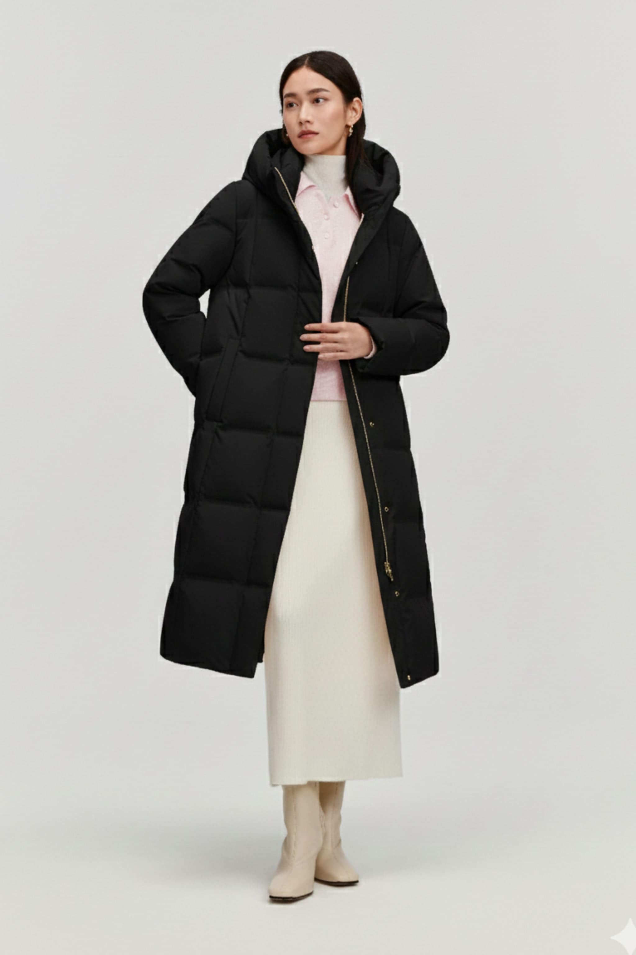 BOSIDENG 2025 Women's Business Classic Long Quilted Goose Down Jacket 174 Jacket