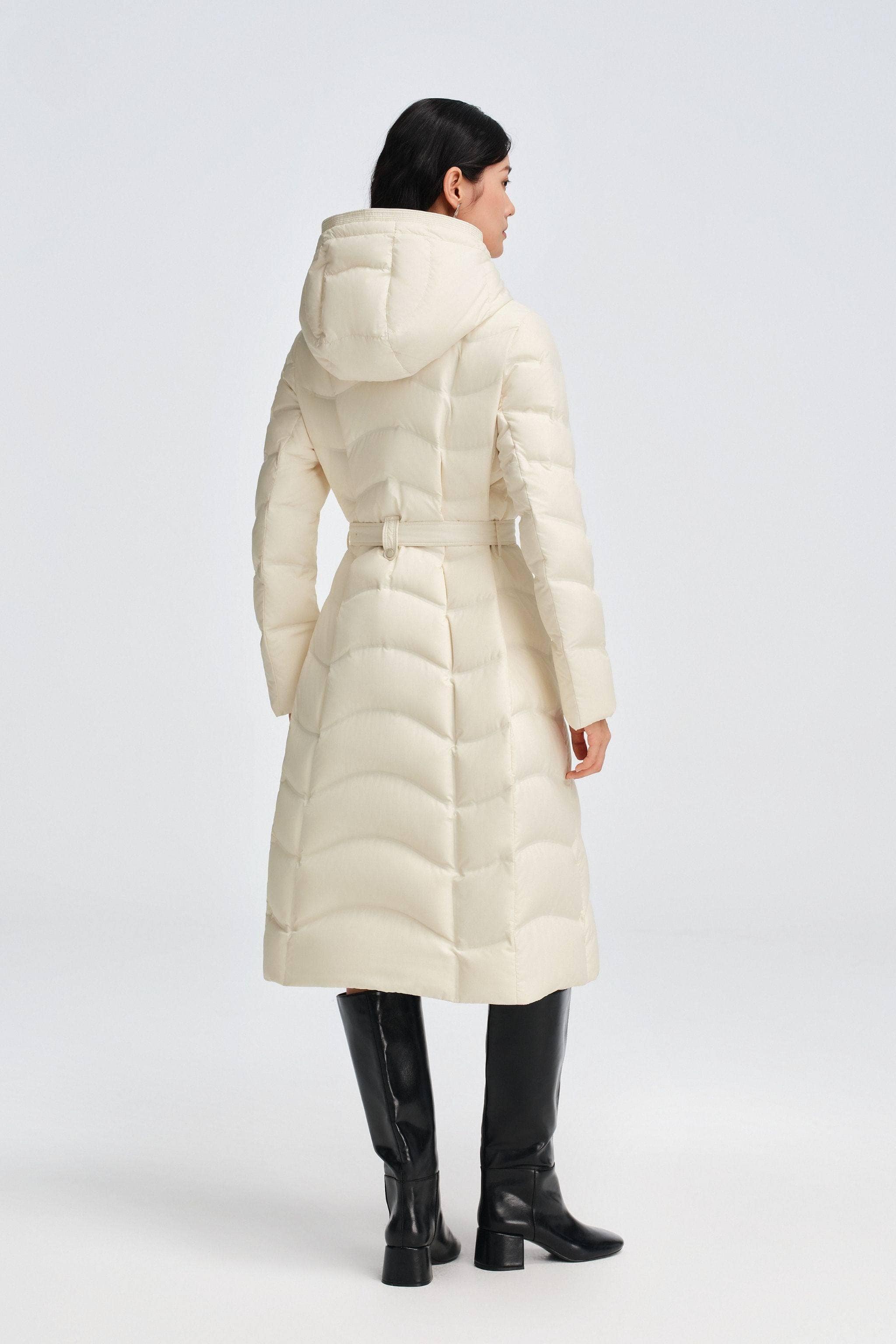 BOSIDENG 2025 Women's Full Length Goose Down Business Jacket With Belt Jacket