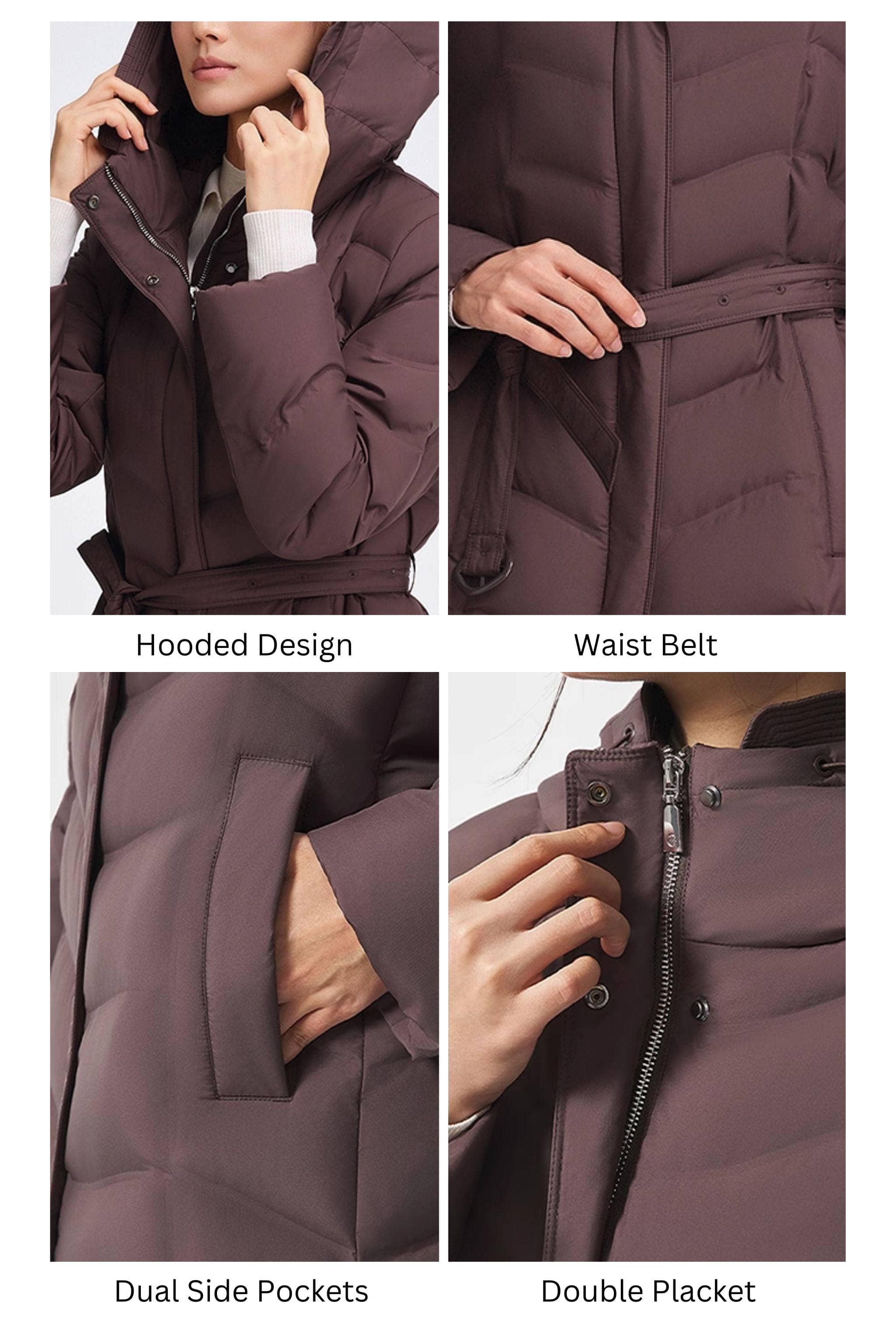 BOSIDENG 2025 Women's Full Length Goose Down Business Jacket With Belt Jacket