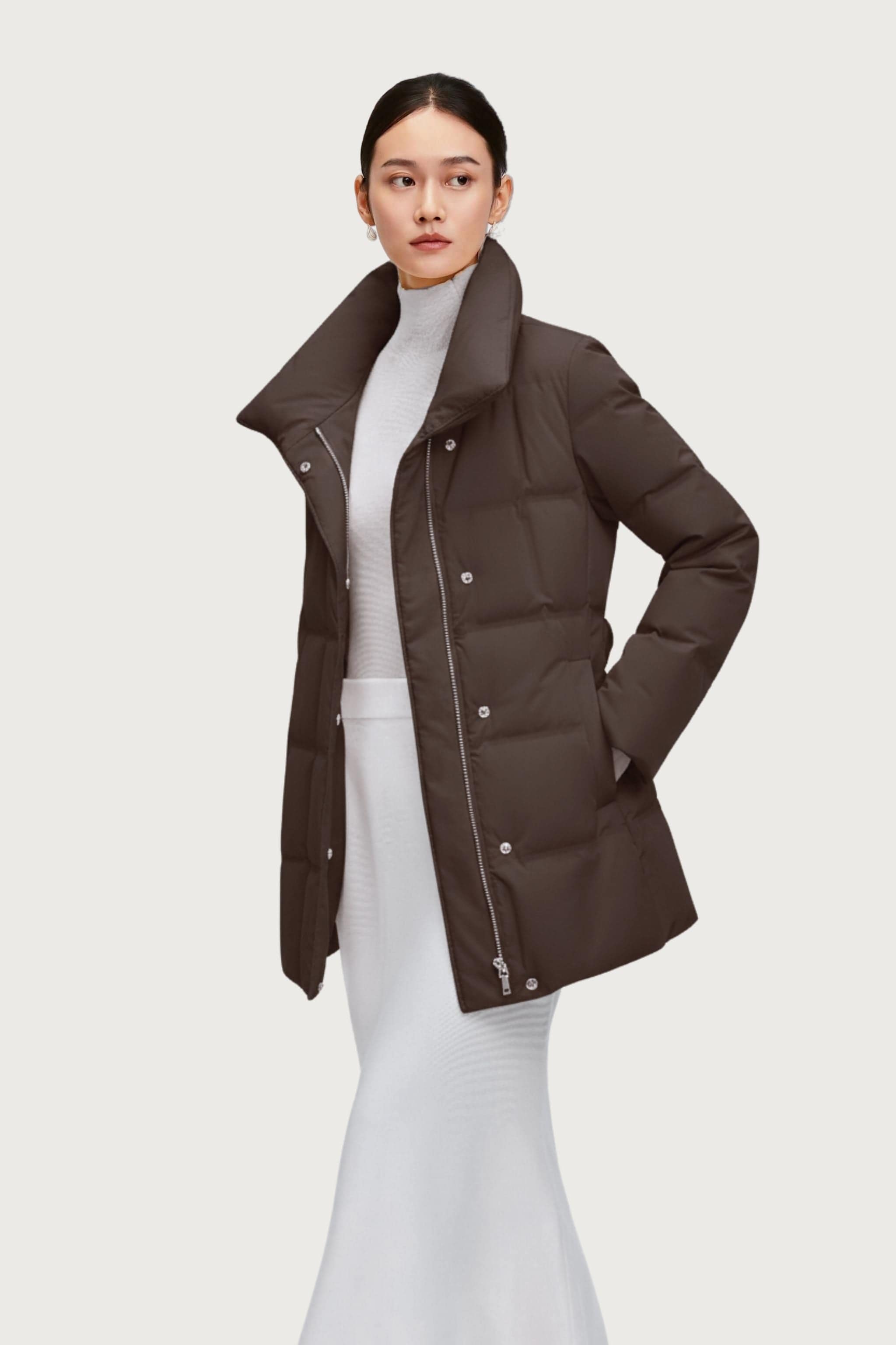 Women's Goose Down Jacket With Belt 148 — belted down jacket brings effortless style to every winter moment — view 16