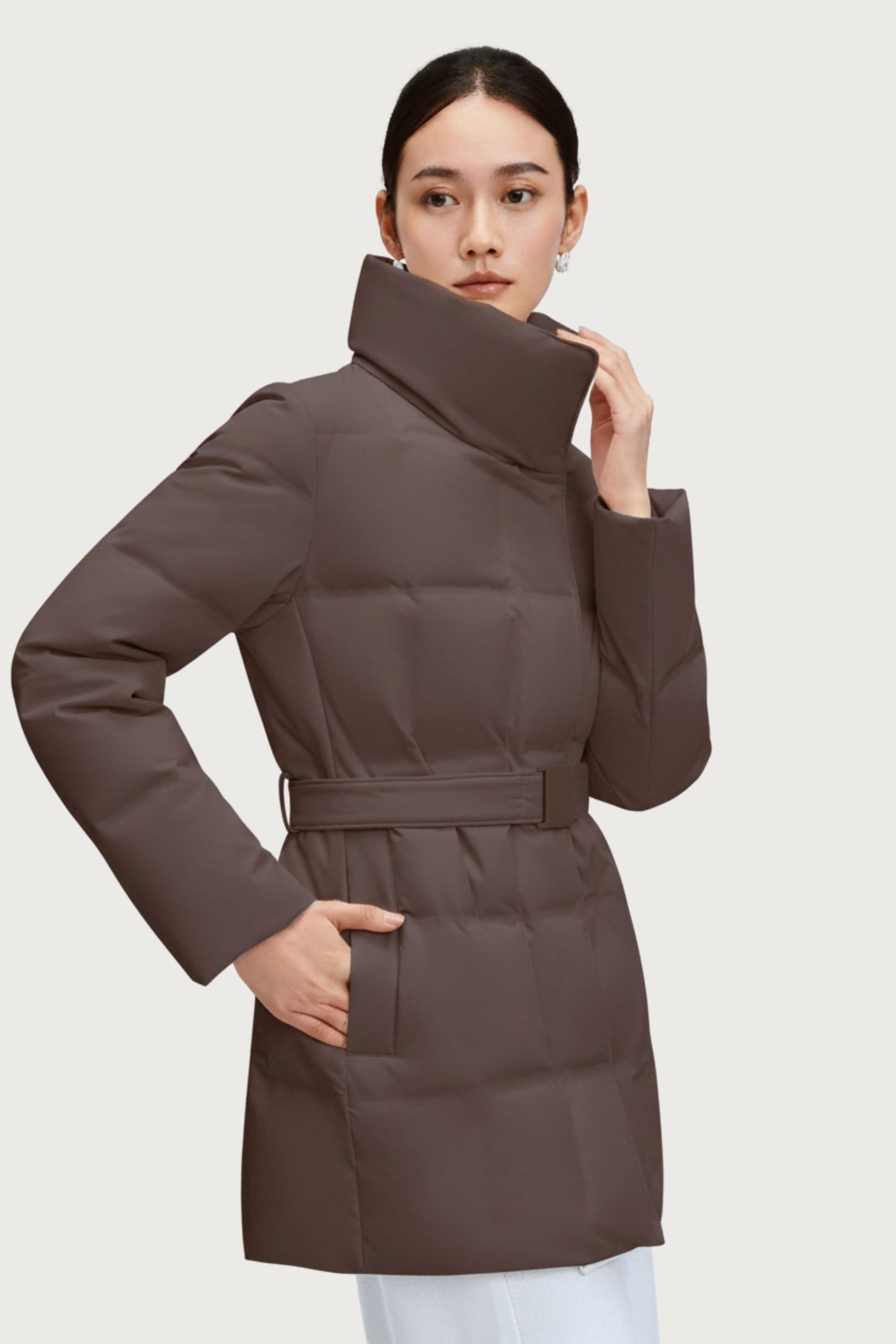 Women's Goose Down Jacket With Belt 148 — belted down jacket brings effortless style to every winter moment — view 15