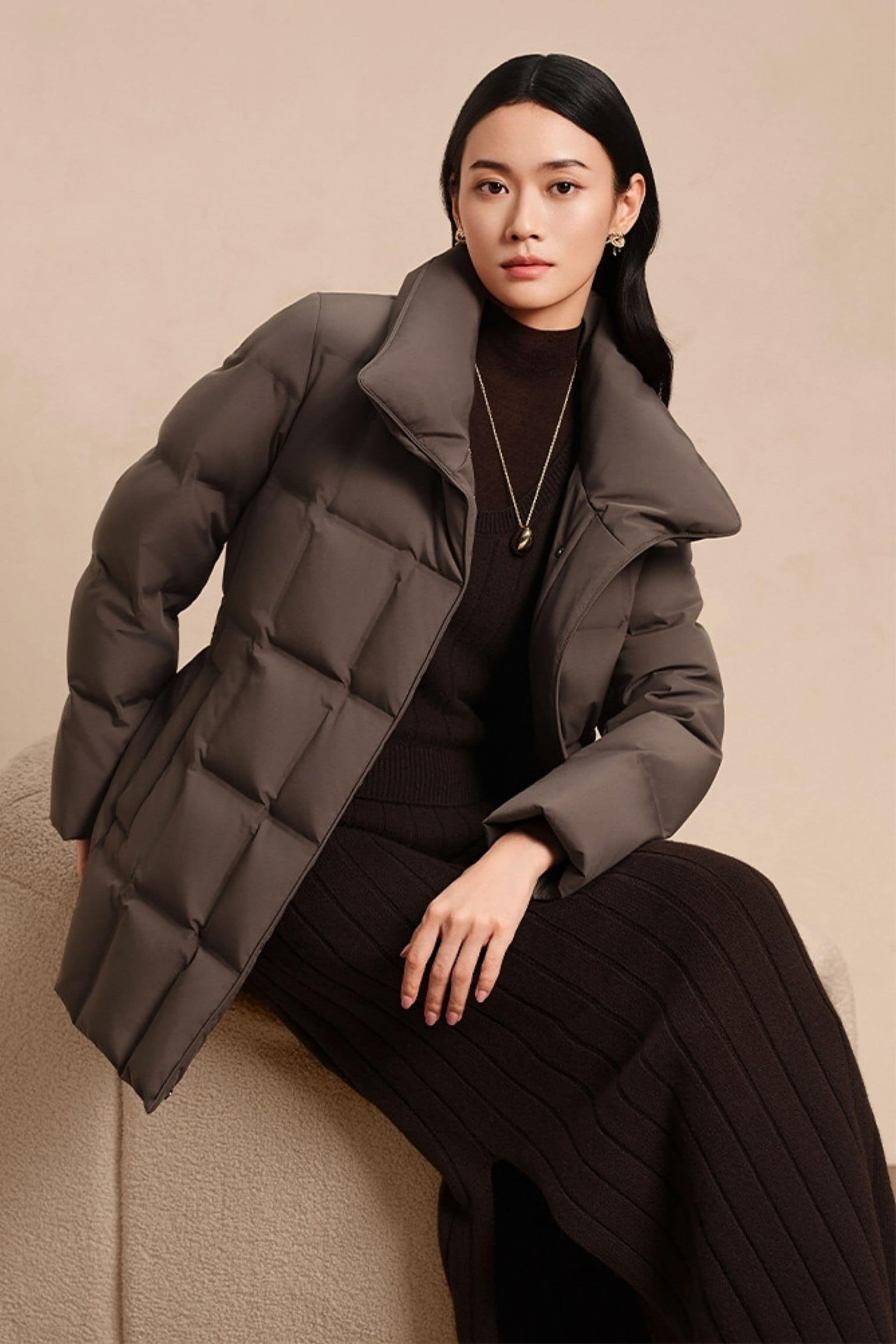 Women's Goose Down Jacket With Belt 148