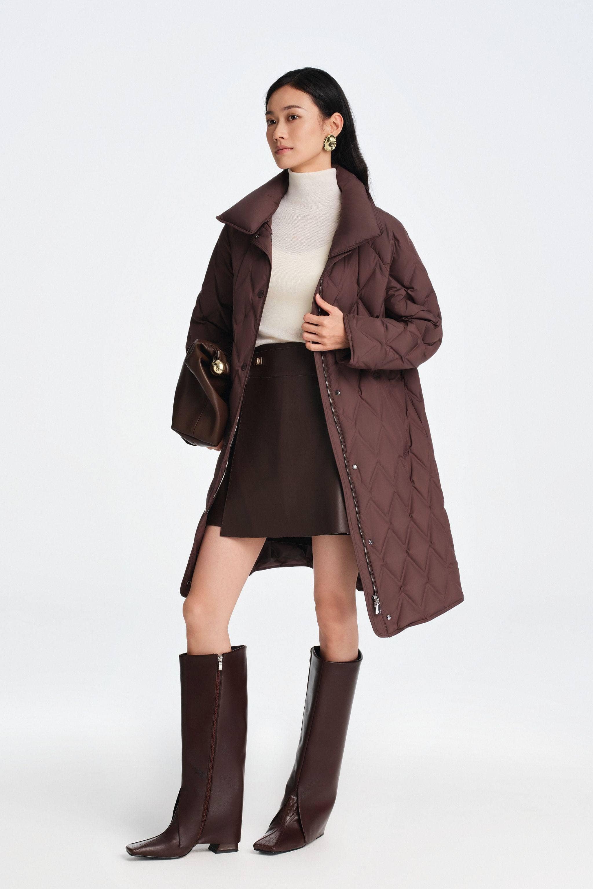 BOSIDENG 2025 Women's Mid Length Goose Down Business Jacket