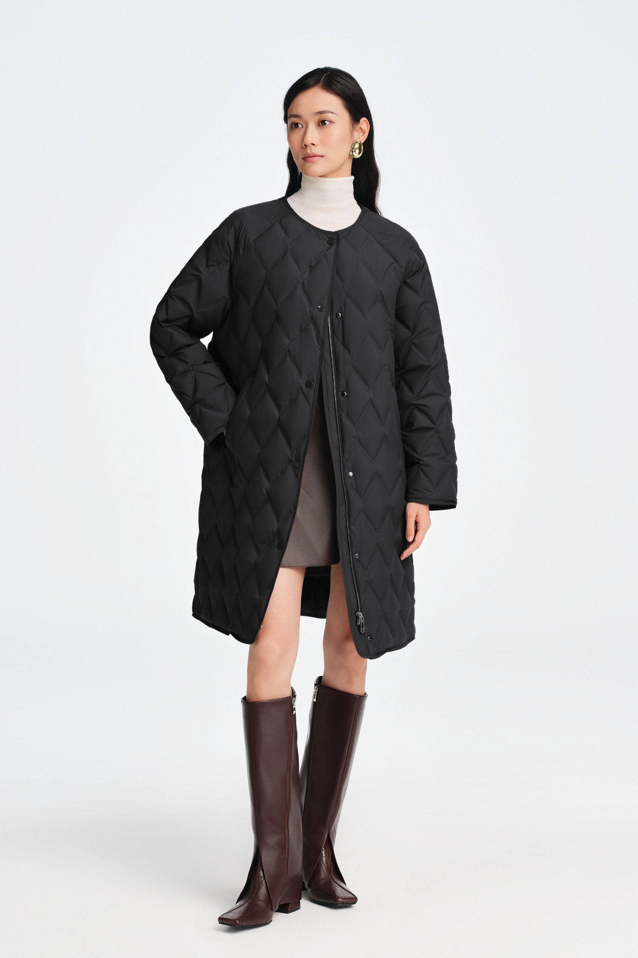 BOSIDENG 2025 Women's Mid Length Goose Down Business Jacket