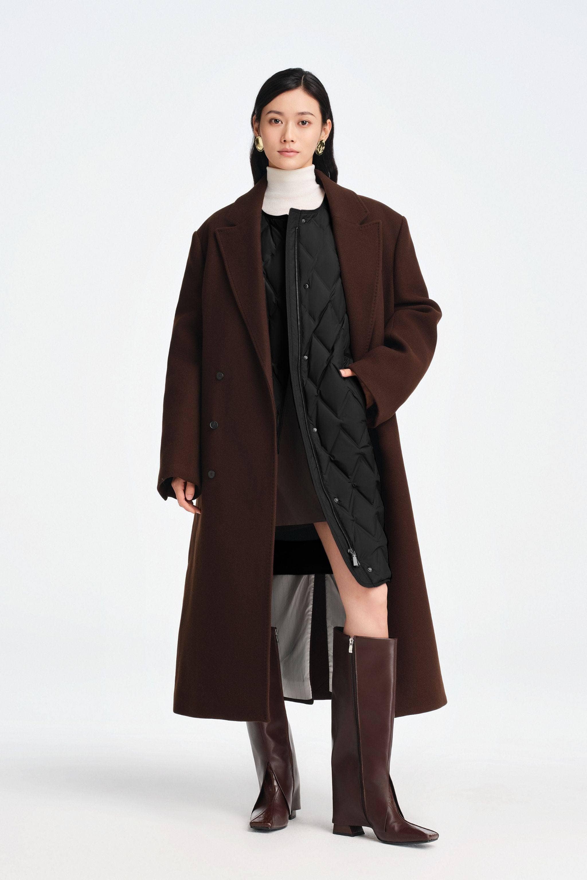 BOSIDENG 2025 Women's Mid Length Goose Down Business Jacket