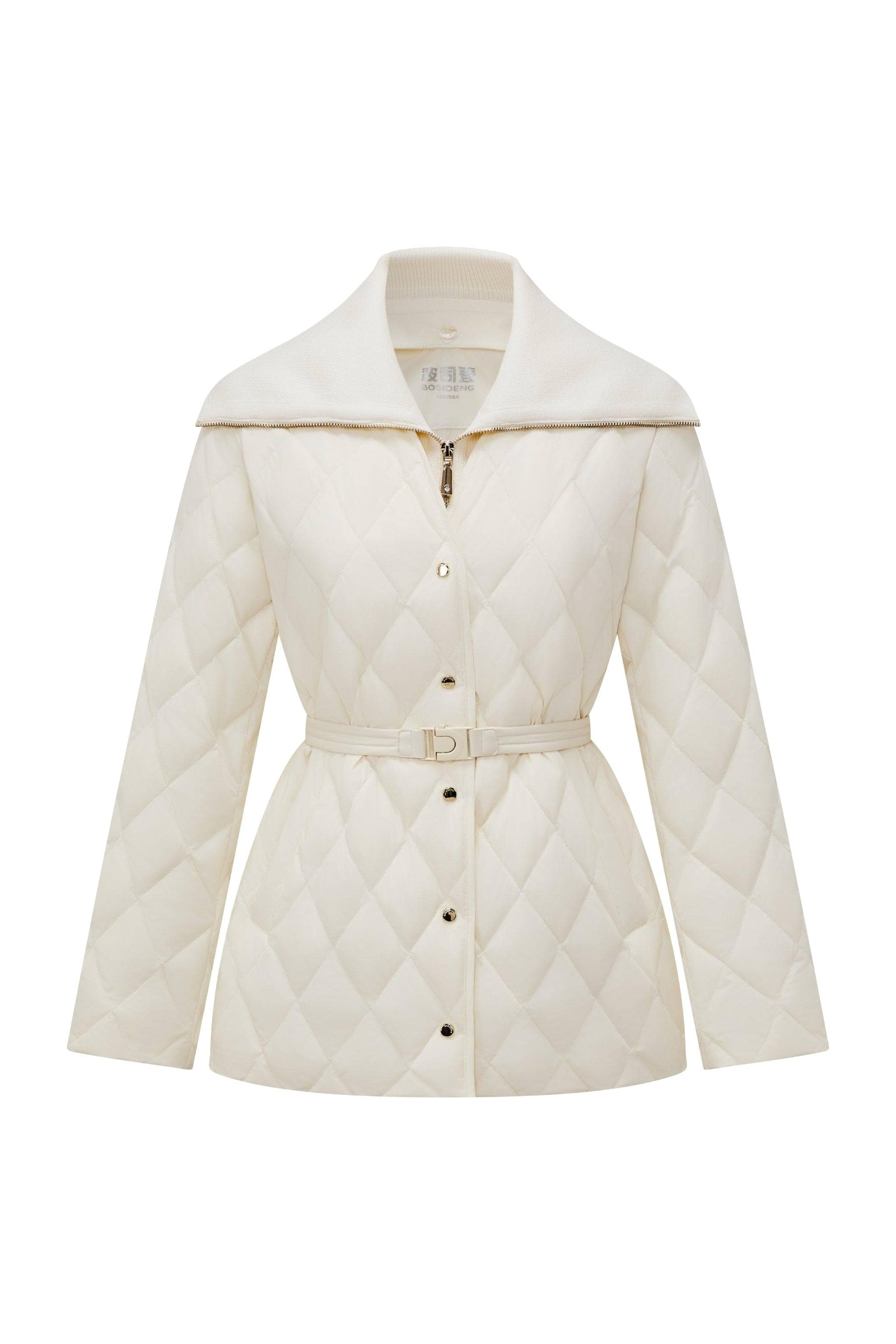 BOSIDENG 2025 Women's Mixed Media Goose Down Jacket With Belt