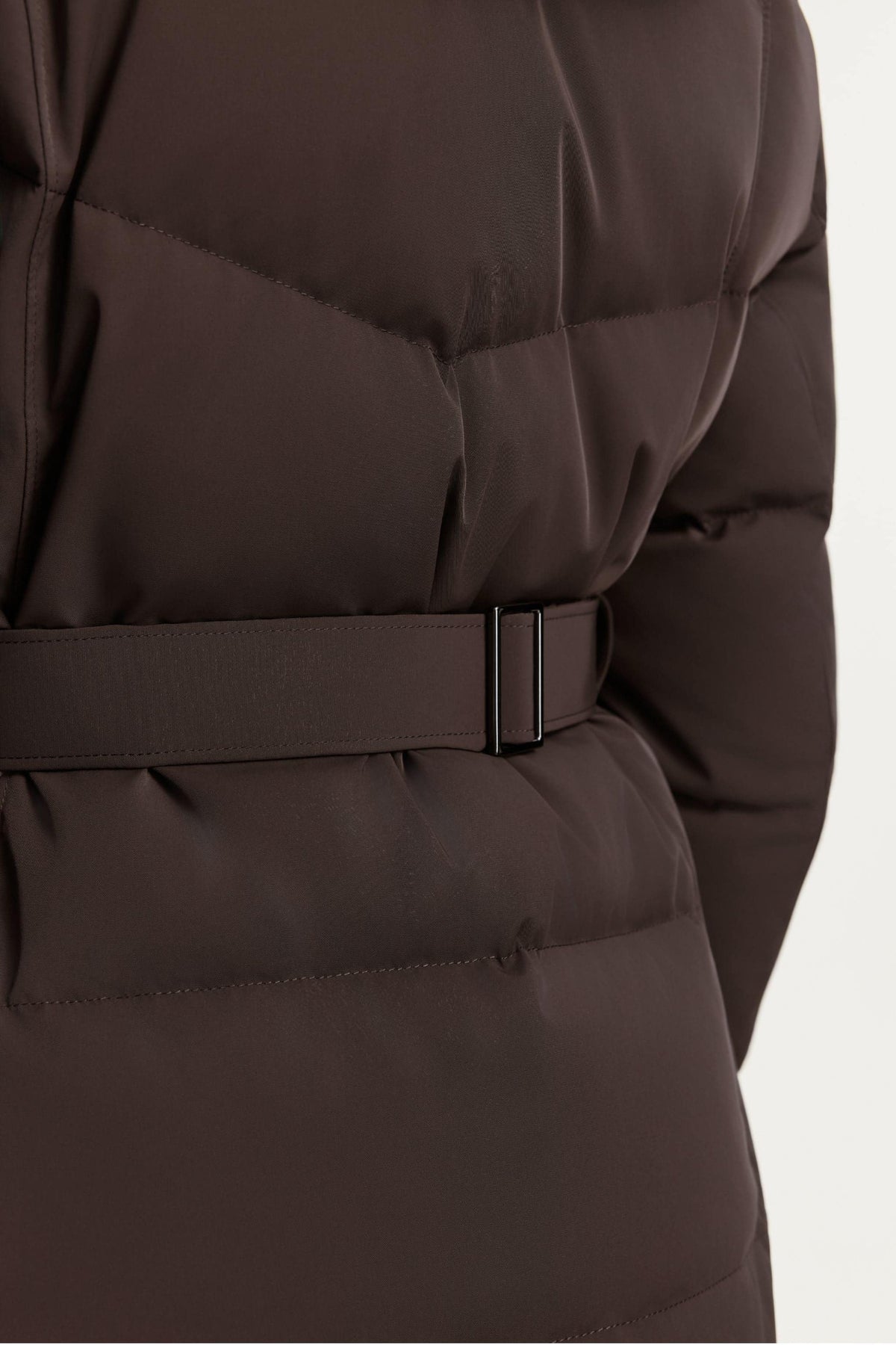 Women's Premium Extreme Short Goose Down Jacket With Belt 722 — jacket transitions seamlessly from outdoor commutes — view 4; water-resistant, windproof