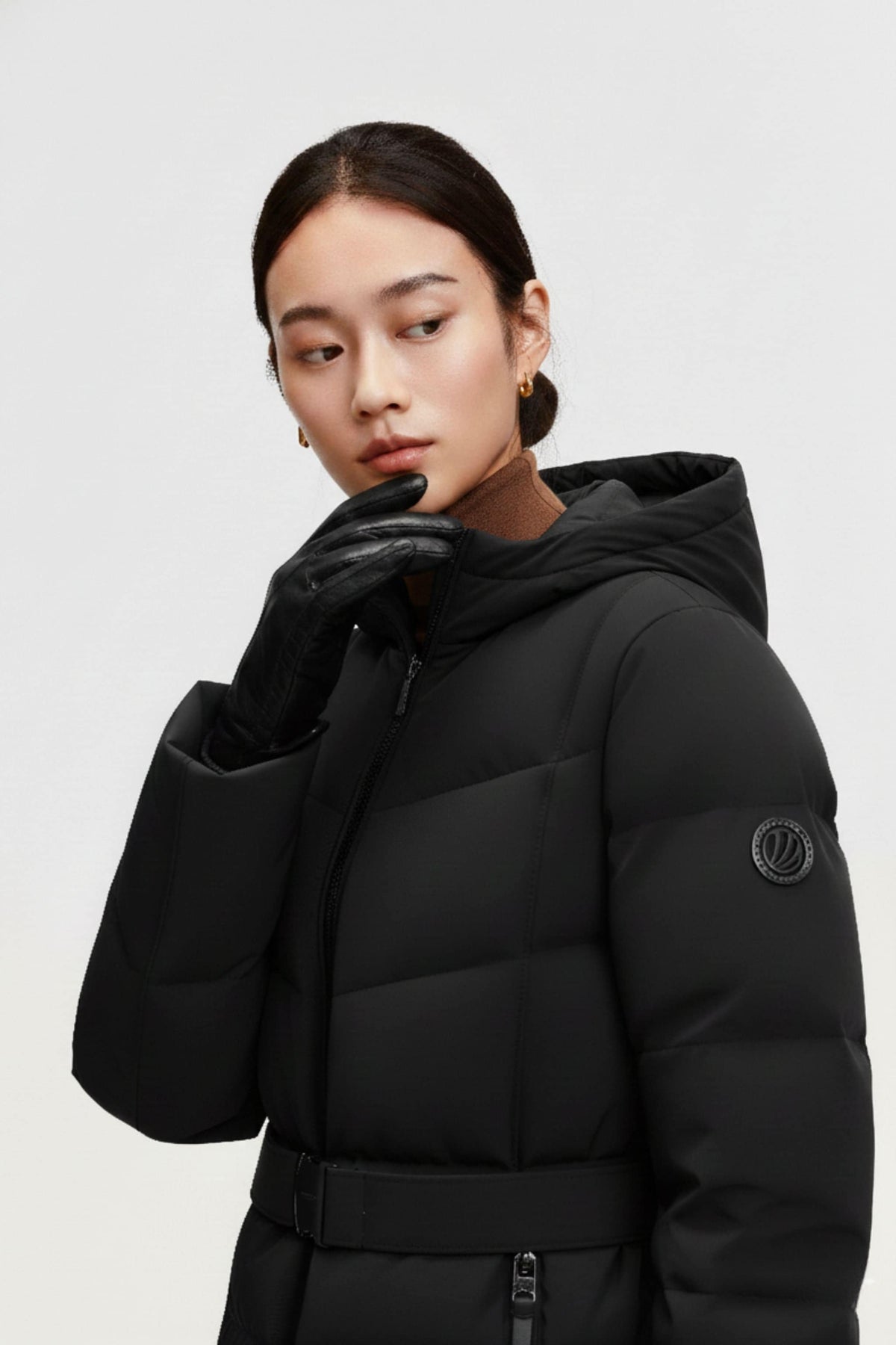 Women's Premium Extreme Short Goose Down Jacket With Belt 722 — jacket transitions seamlessly from outdoor commutes — view 9; water-resistant, windproof
