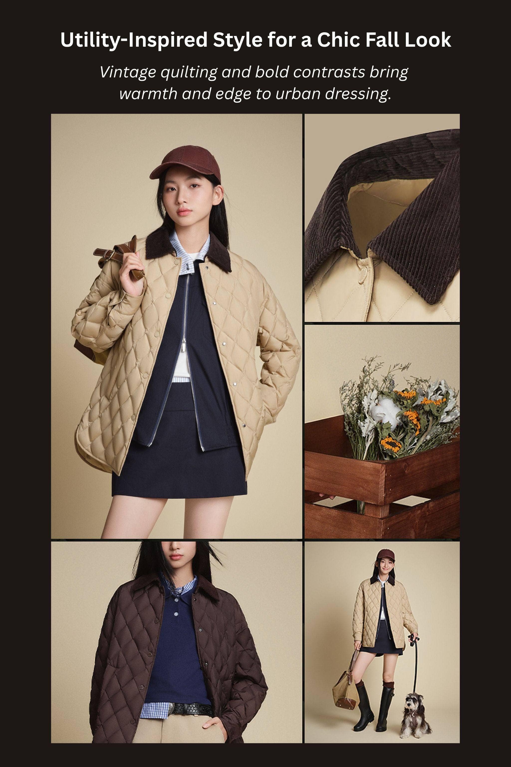 BOSIDENG 2025 Women's Quilted Barn Down Jacket Jacket