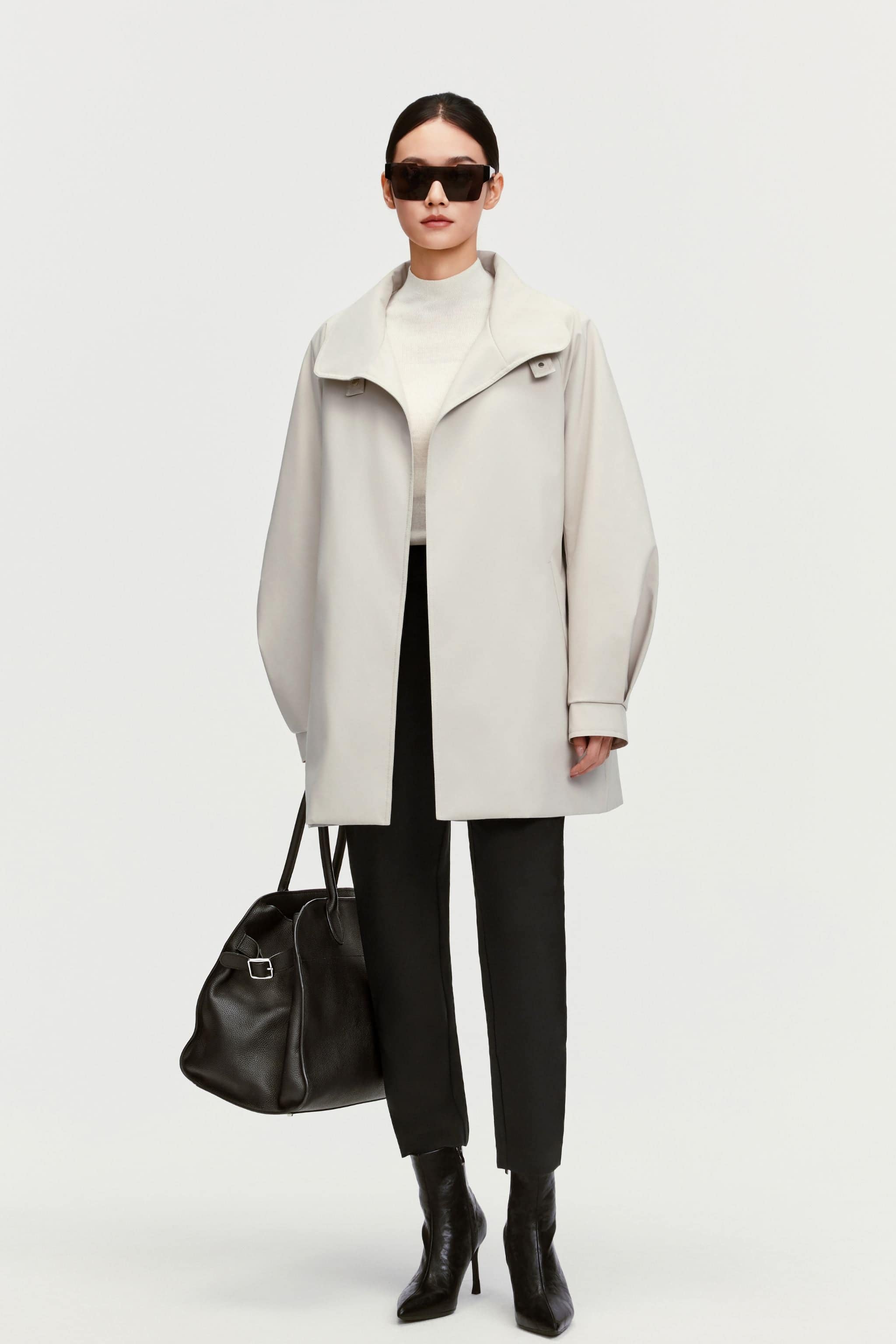 BOSIDENG 2025 Women's Short Belted Goose Down Trench 202 Jacket