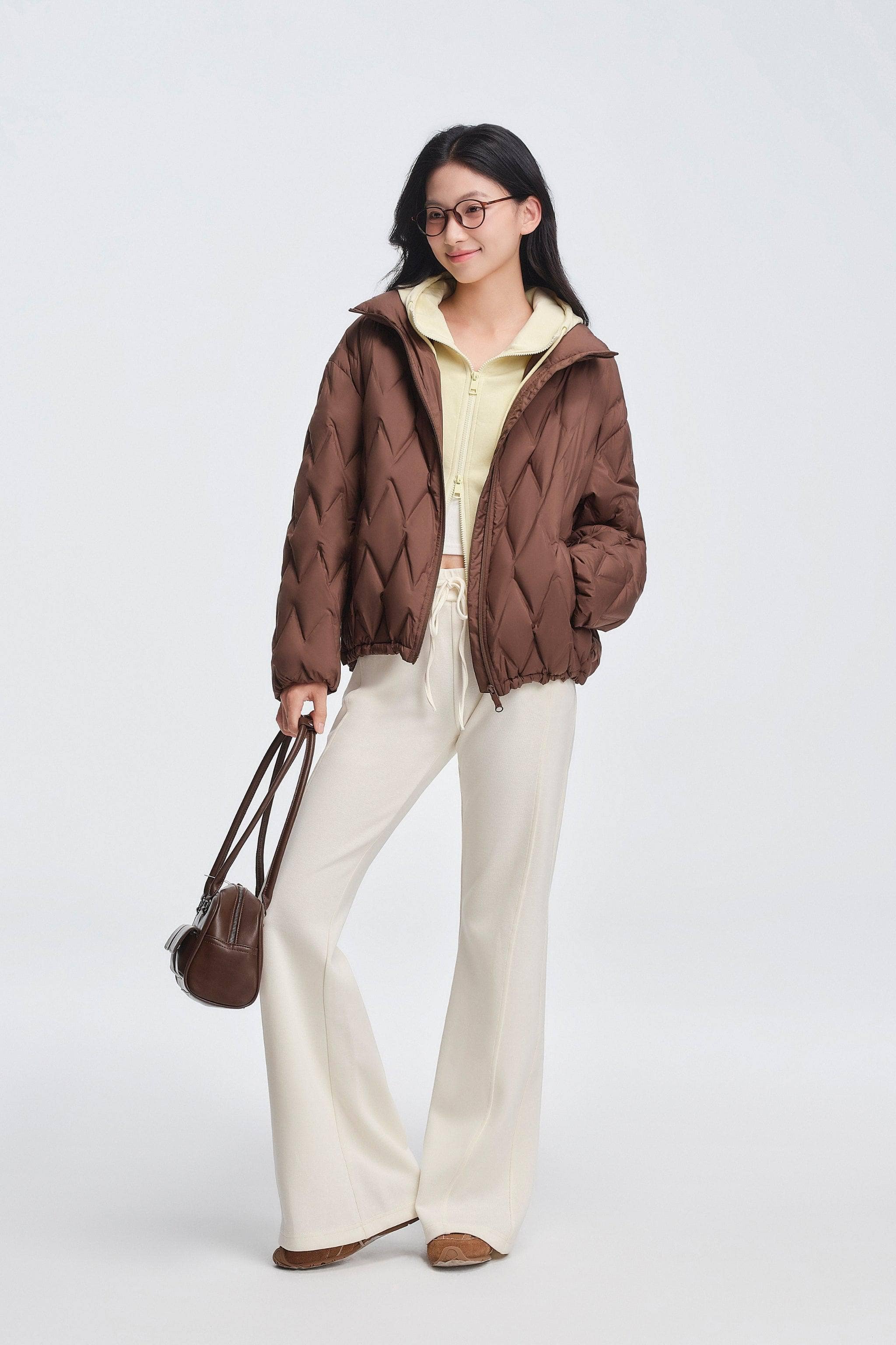 BOSIDENG 2025 Women's Standing Collar Bonded Quilting Down Jacket Jacket
