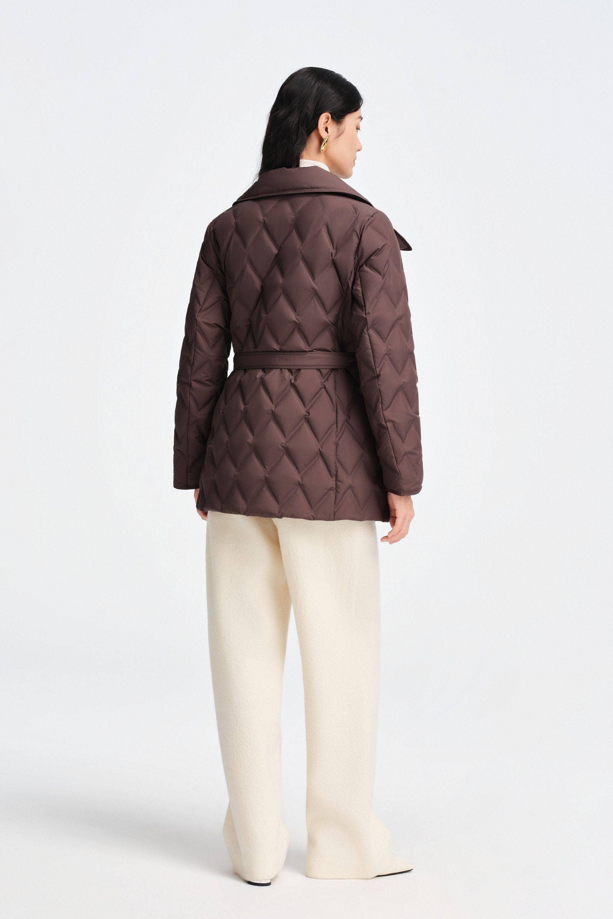 BOSIDENG 2025 Women's Waist Length Goose Down Business Jacket With Belt Jacket