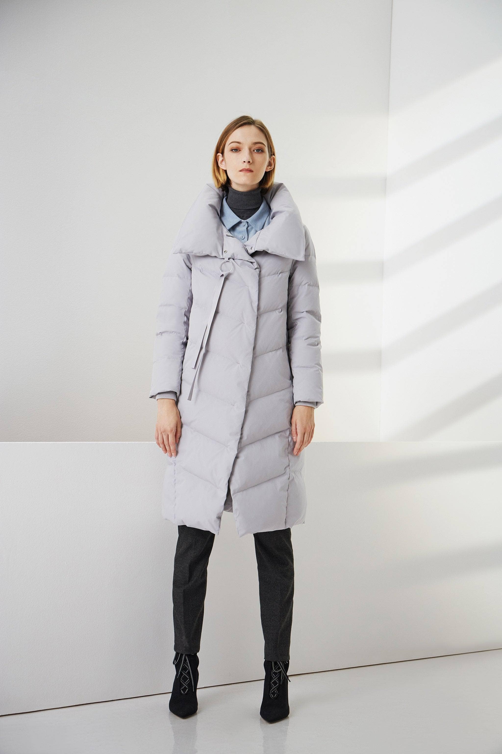 BOSIDENG Long Lapel Goose Down Jacket Jacket 4 / Grey
