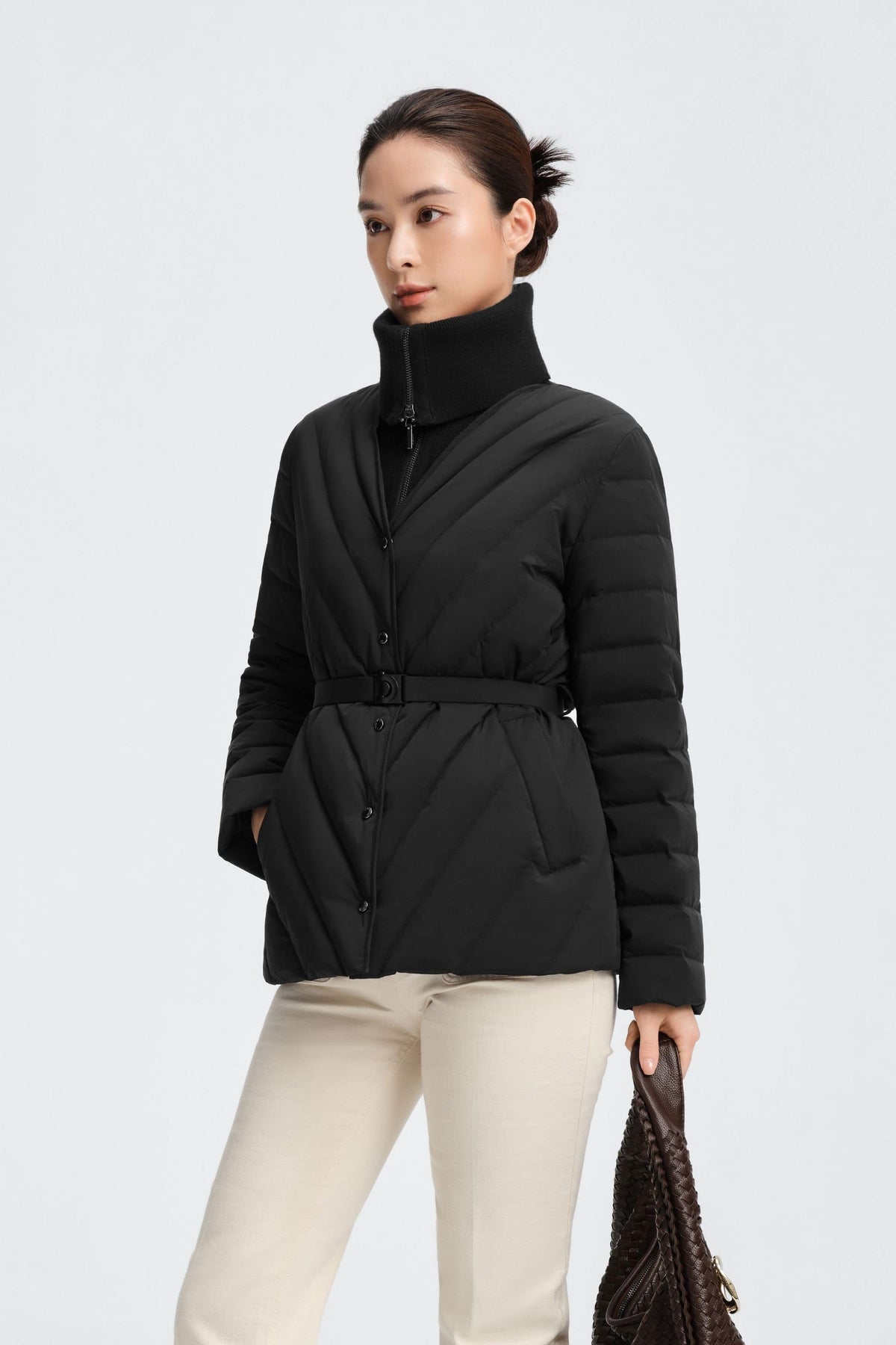 Womens Lapel Collar Goose Down Jacket 152