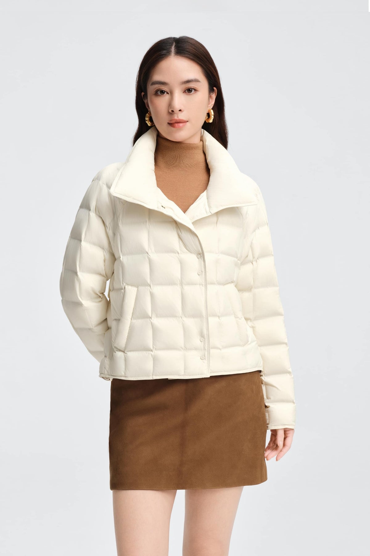 Womens Lapel Collar Goose Down Jacket 114