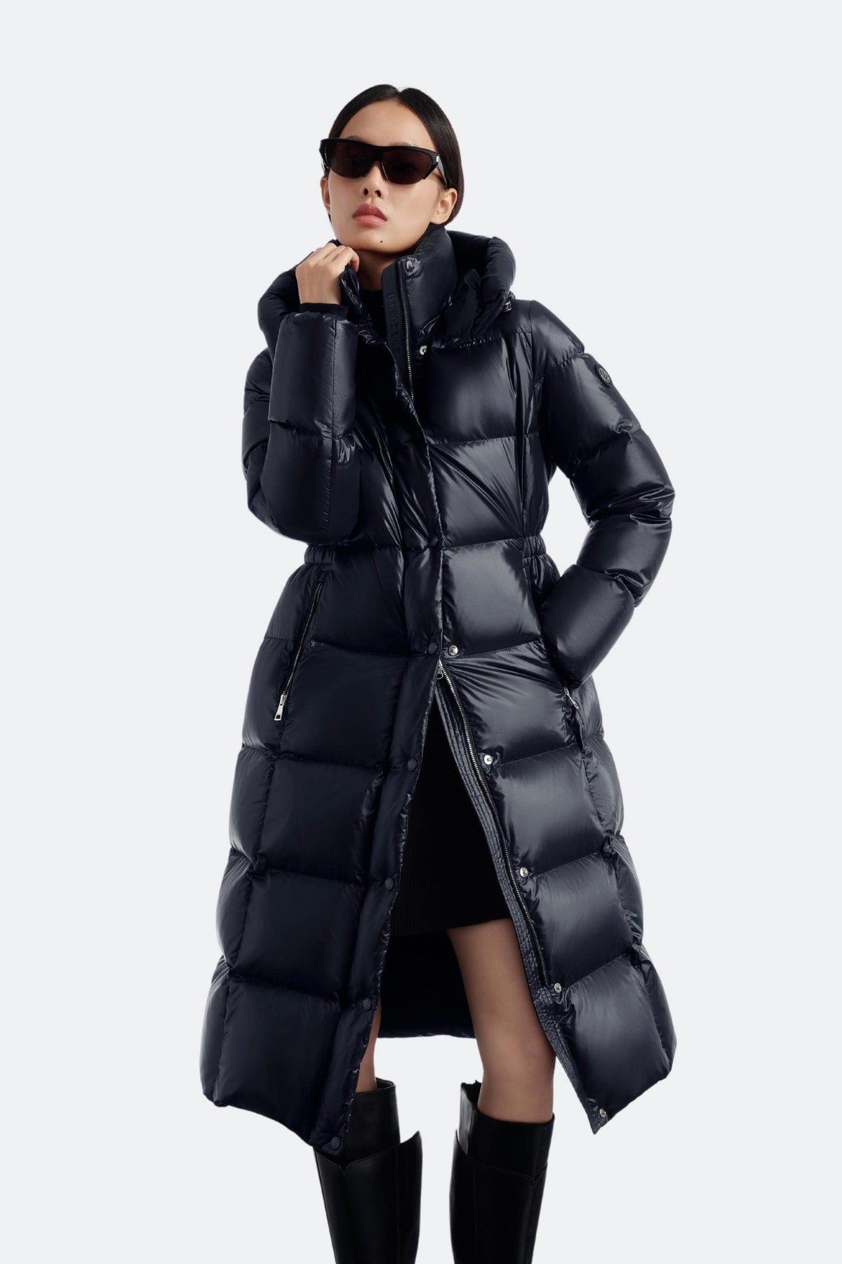 Puff Women's Full-Length Goose Down Jacket with Detachable Hood 128