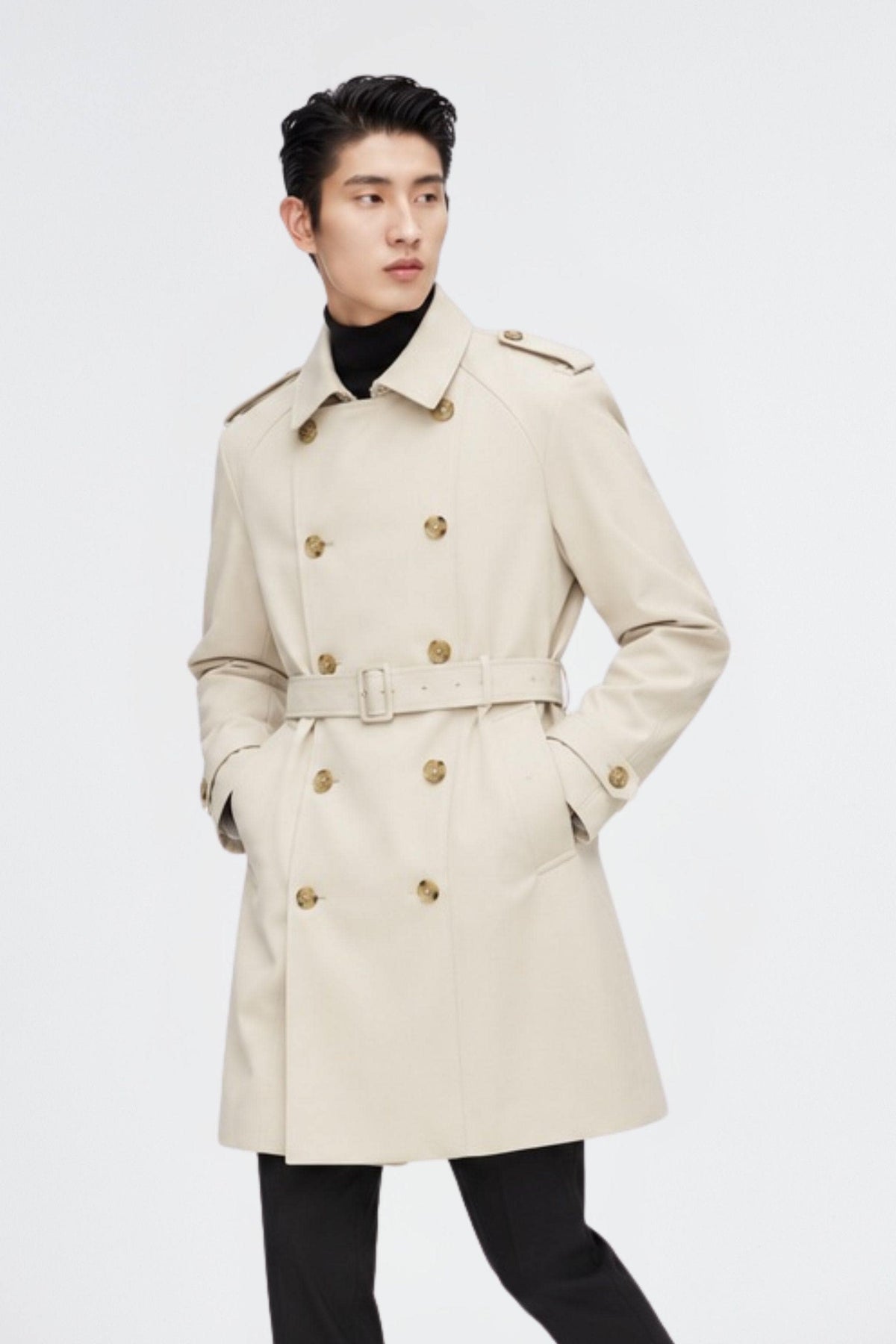 Men's Mid-Length Detachable Goose Down Trench 277
