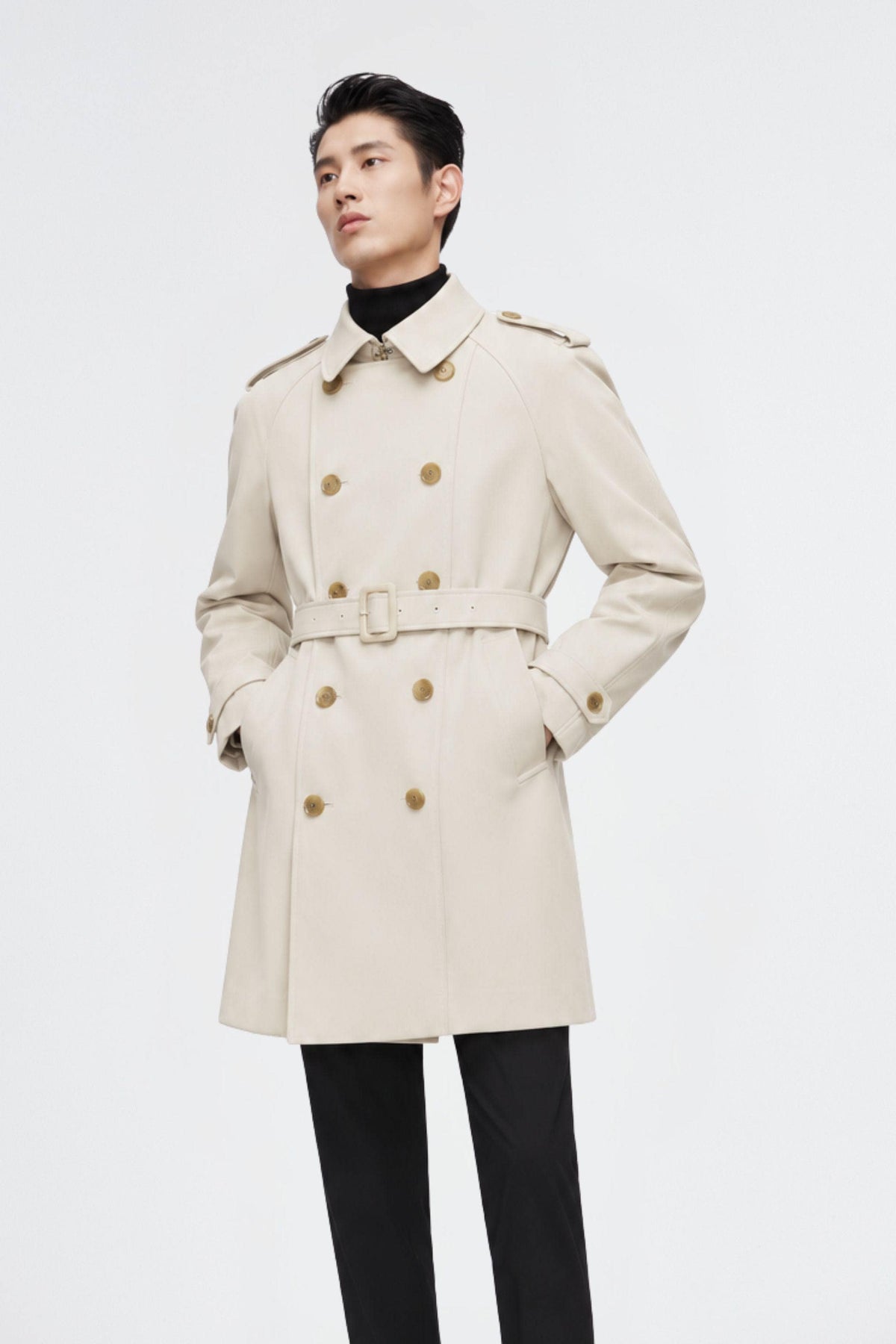 Men's Mid-Length Detachable Goose Down Trench 277