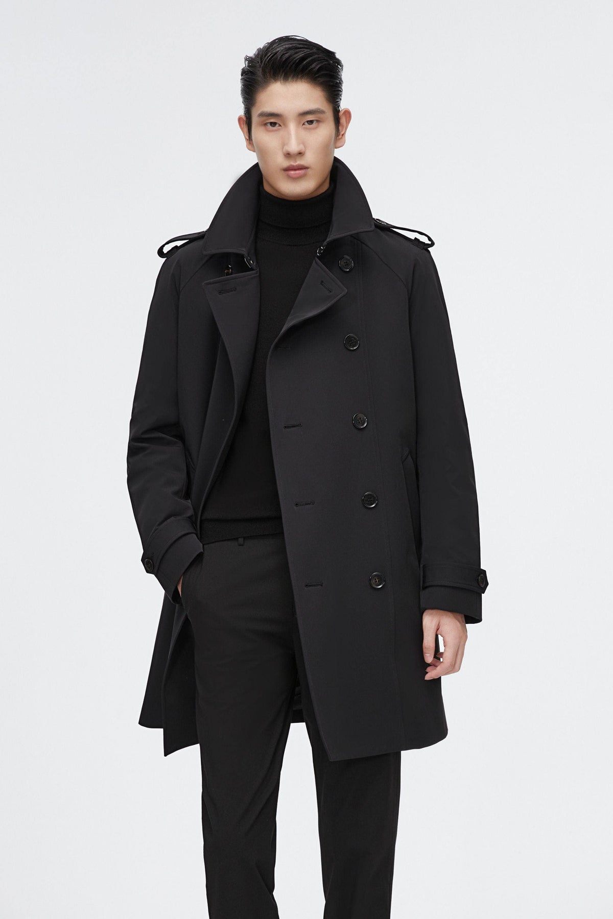 Men's Mid-Length Detachable Goose Down Trench 277