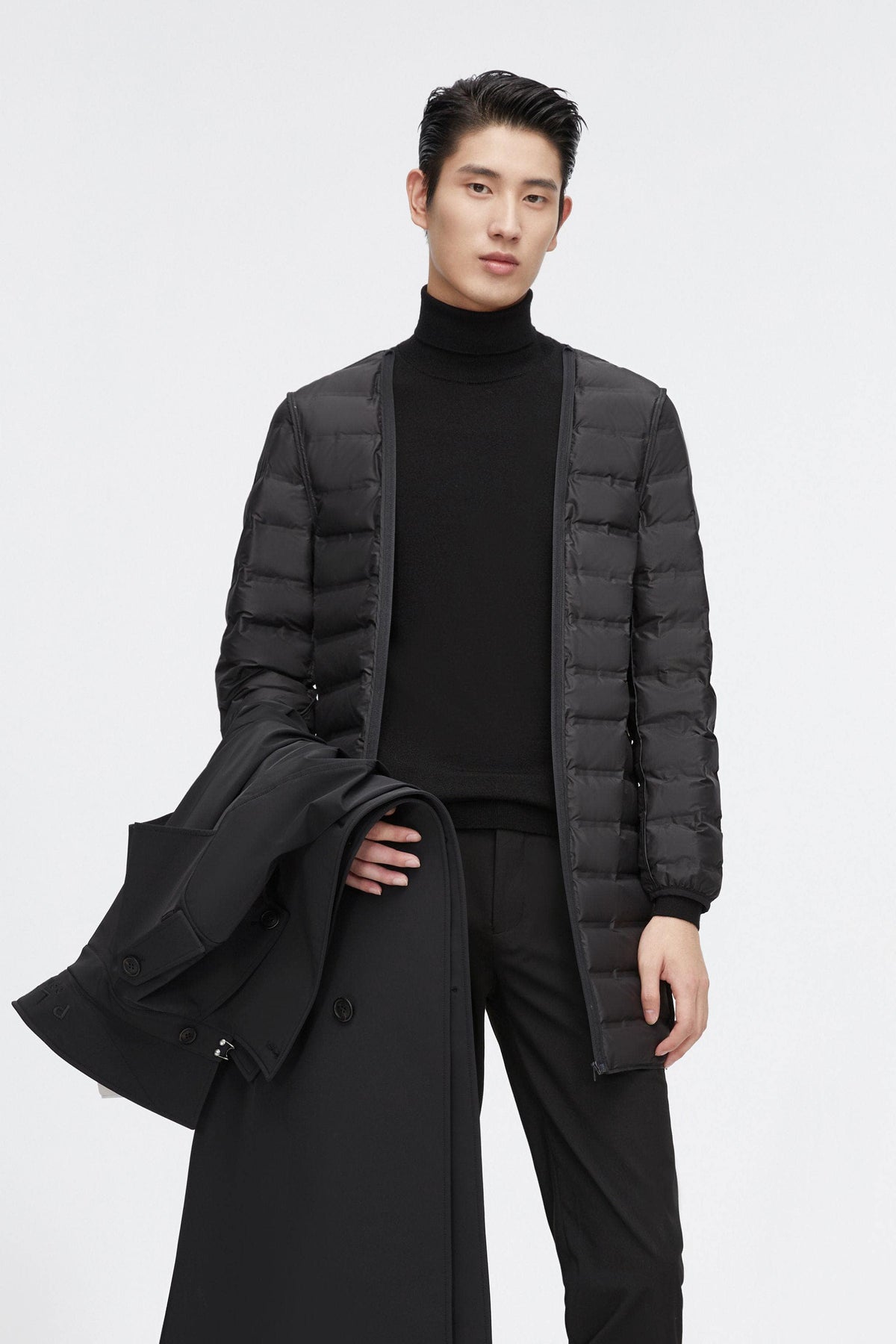 Men's Mid-Length Detachable Goose Down Trench 277