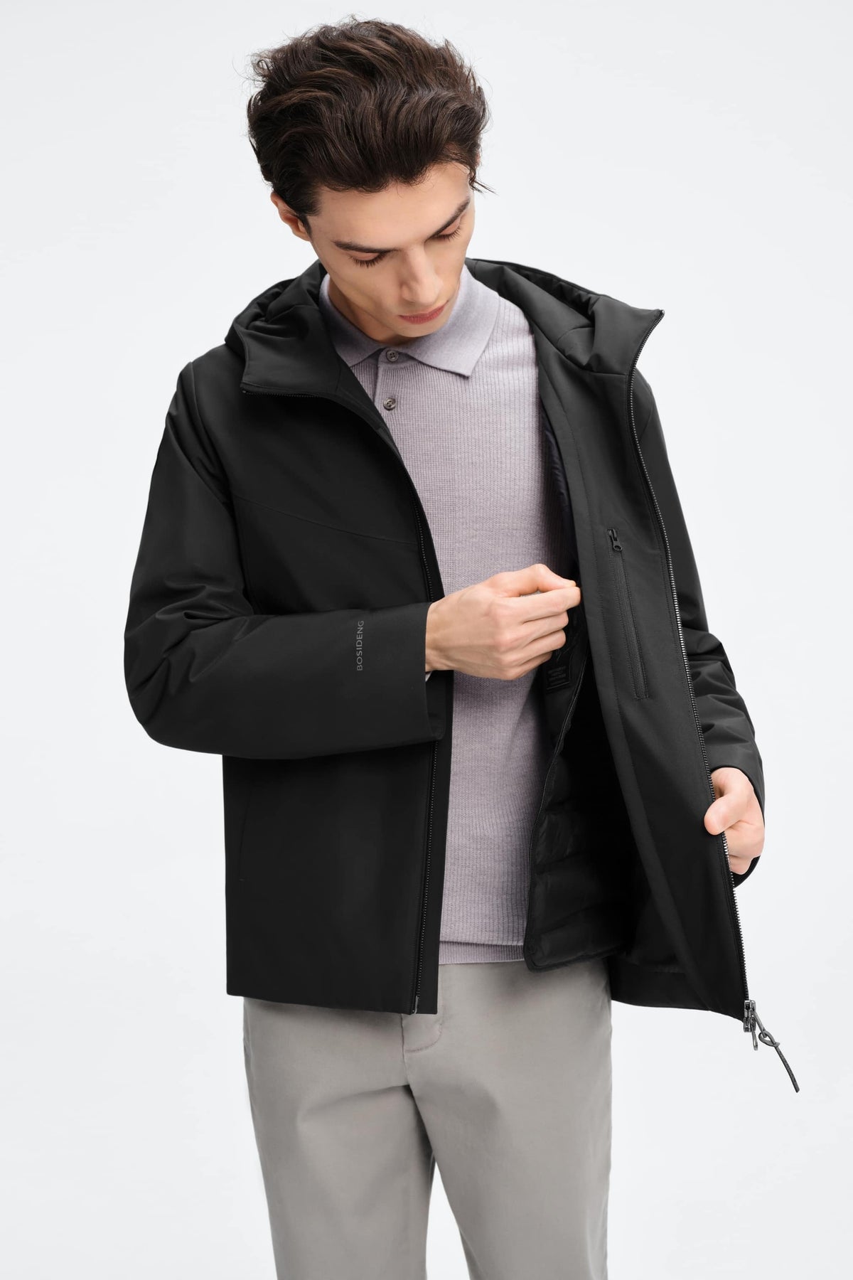 Mens 2 in 1 Hooded Goose Down Jacket 125