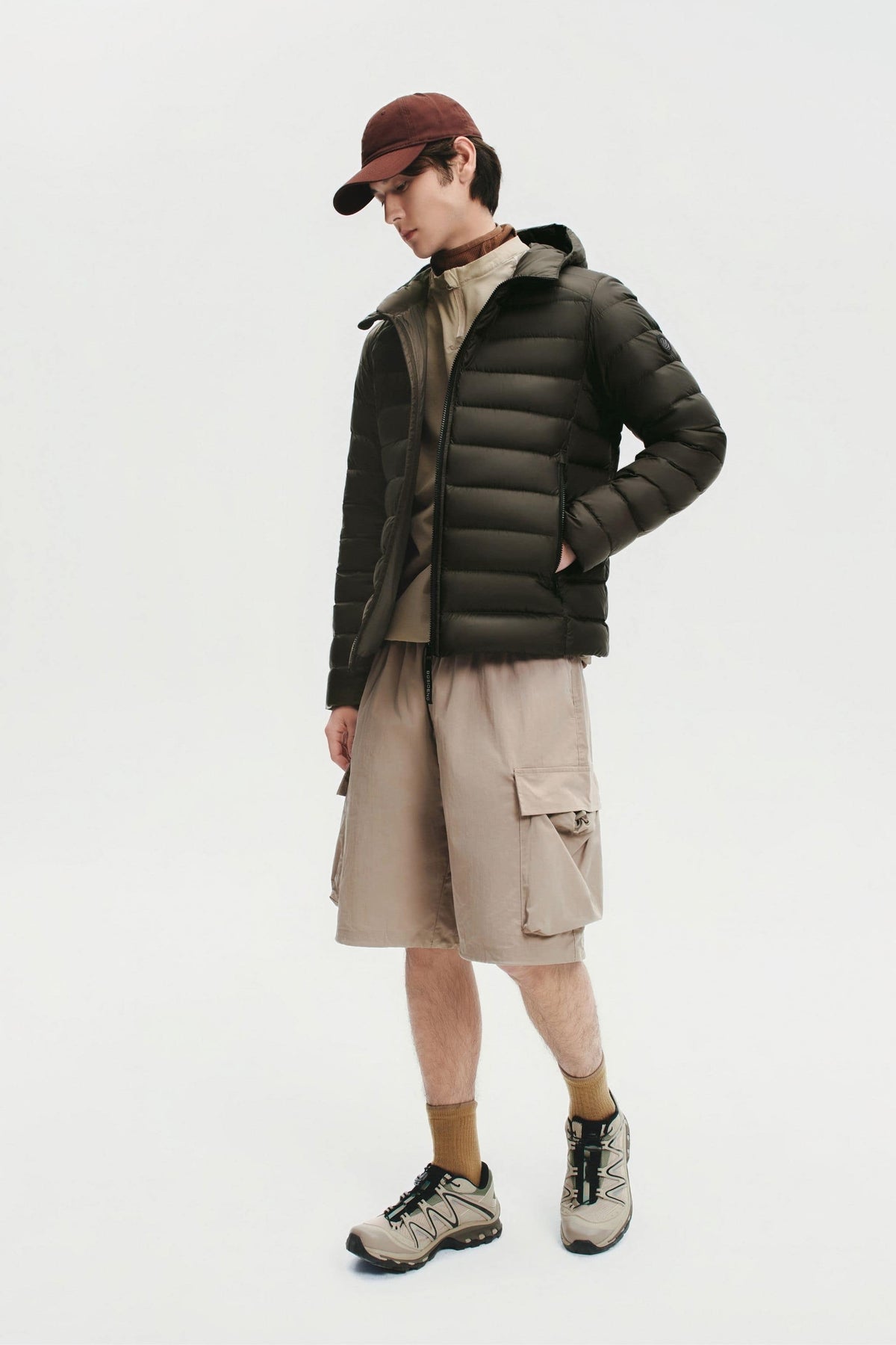 Mens Water-Repellent Goose Down Jacket W/ Hood 037M