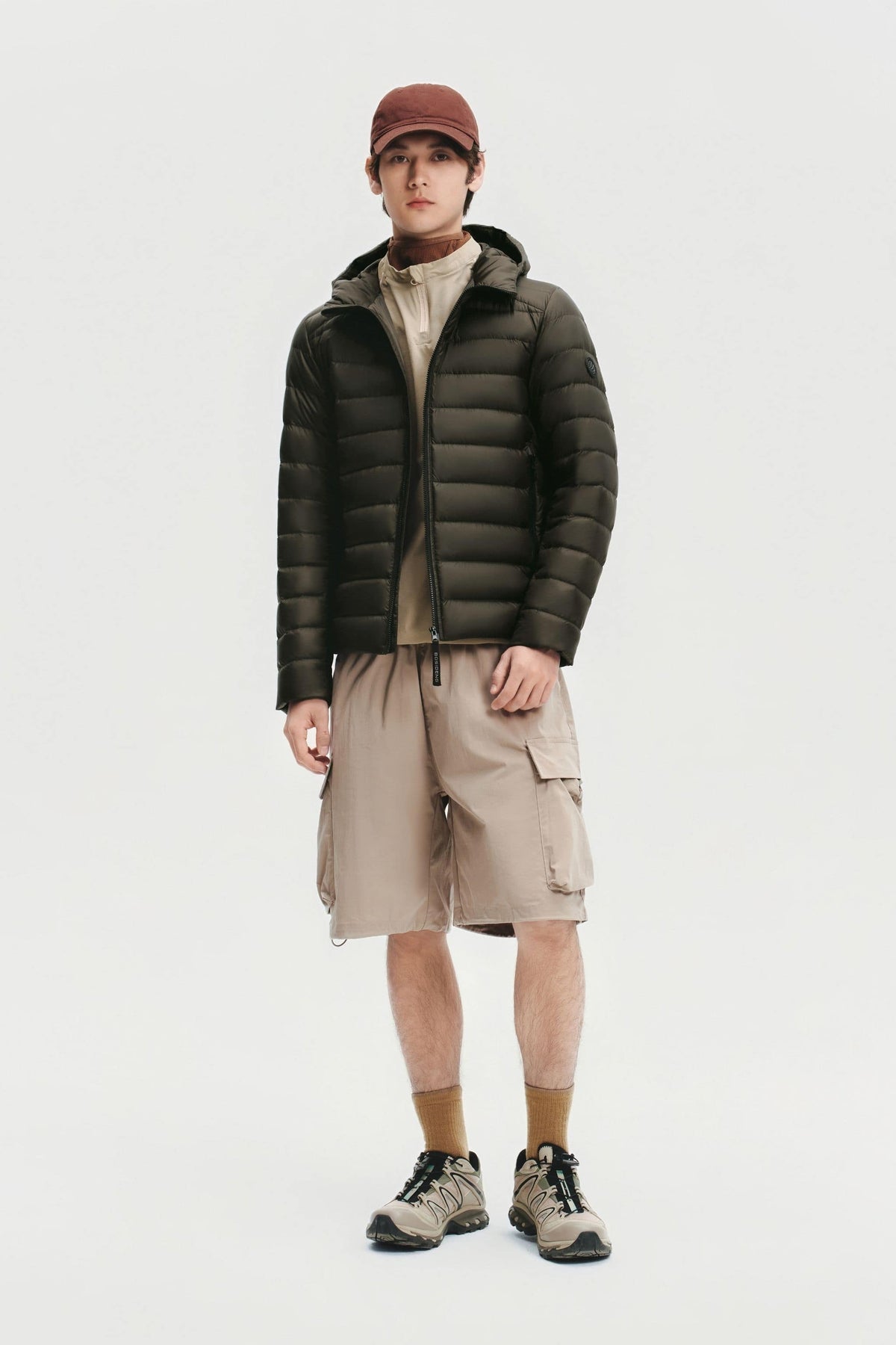 Mens Water-Repellent Goose Down Jacket W/ Hood 037M