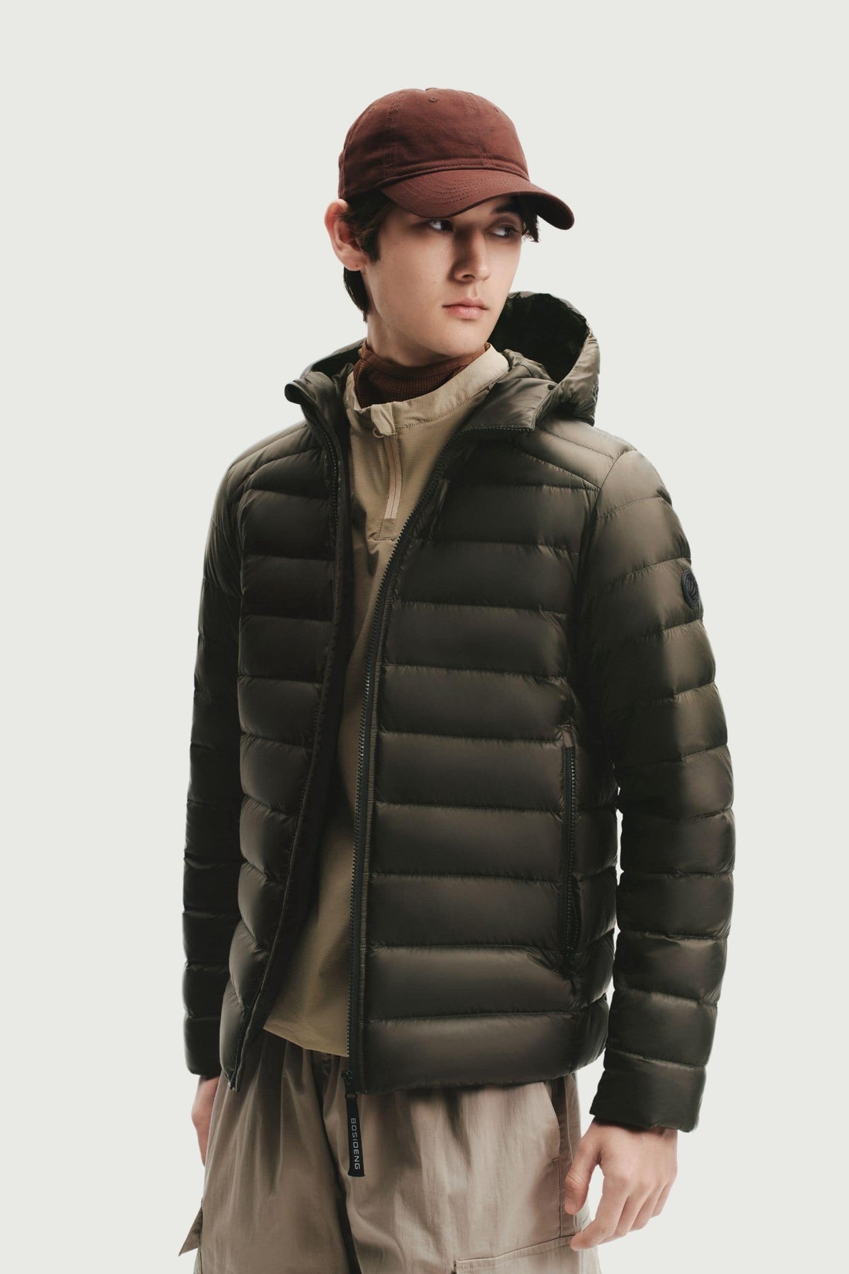 Mens Water-Repellent Goose Down Jacket W/ Hood 037M