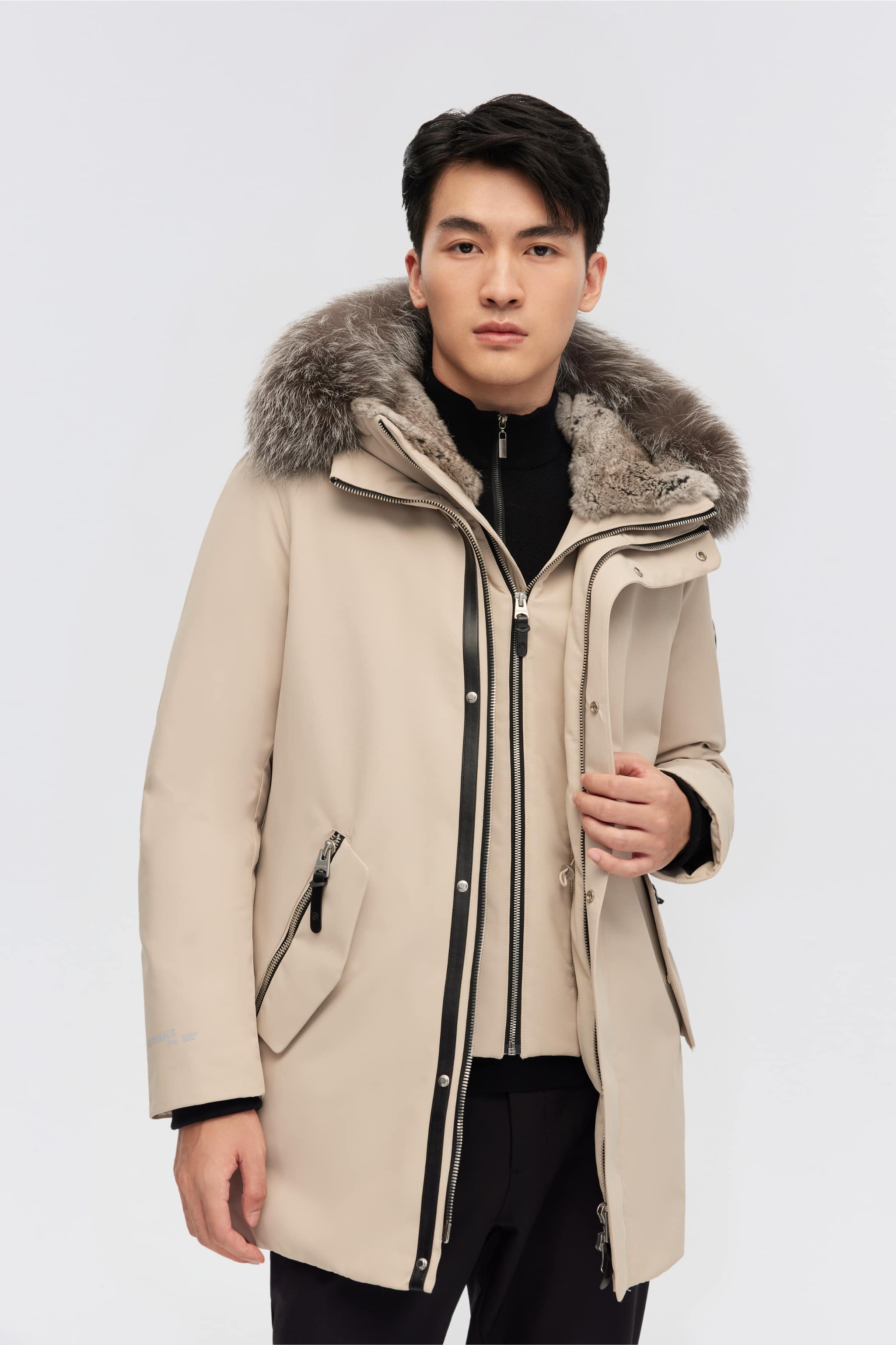 Mid-Length Hooded Goose Down Trench