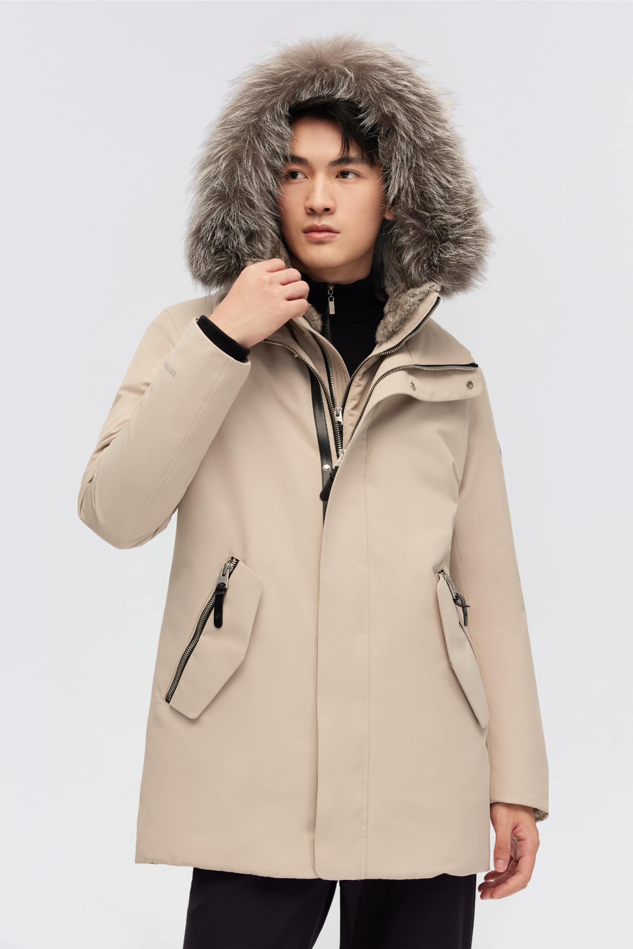 Mid-Length Hooded Goose Down Trench